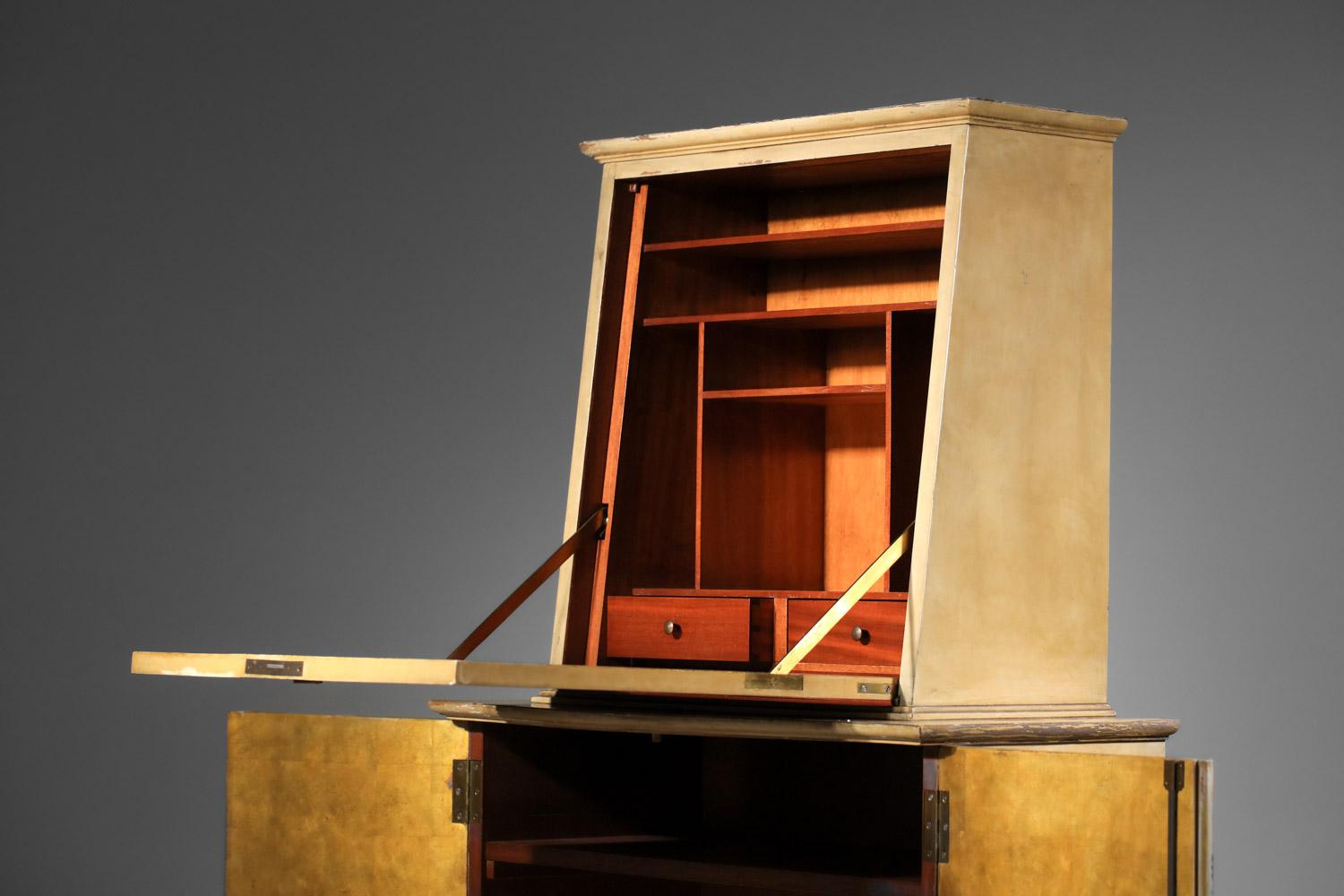 1940s lacquered wood writing desk attributed to René Drouet French art deco For Sale 8