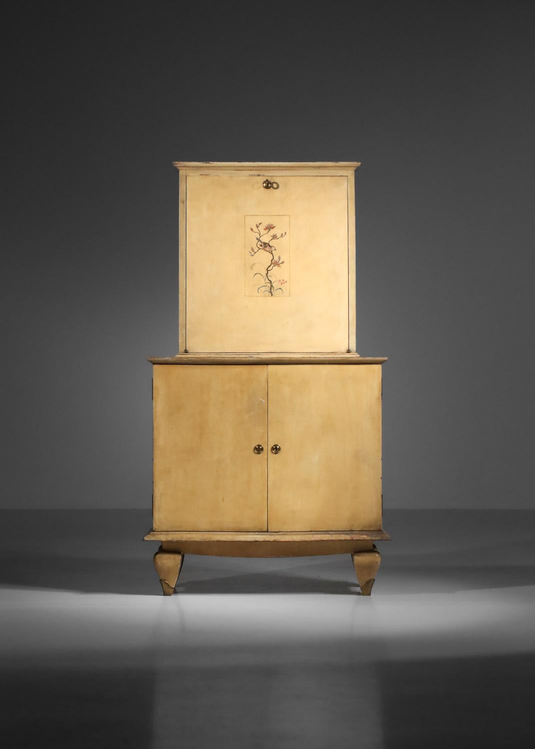 1940s lacquered wood writing desk attributed to René Drouet French art deco In Fair Condition For Sale In Ternay, Auvergne-Rhône-Alpes