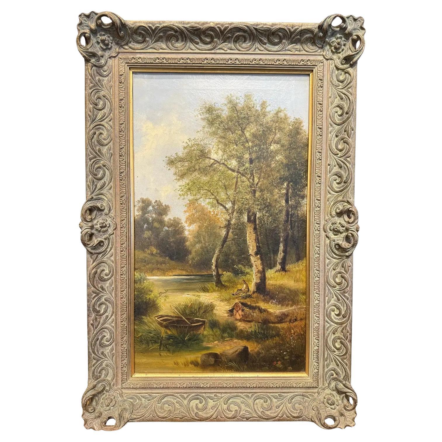 1940's Landscape Oil Painting For Sale