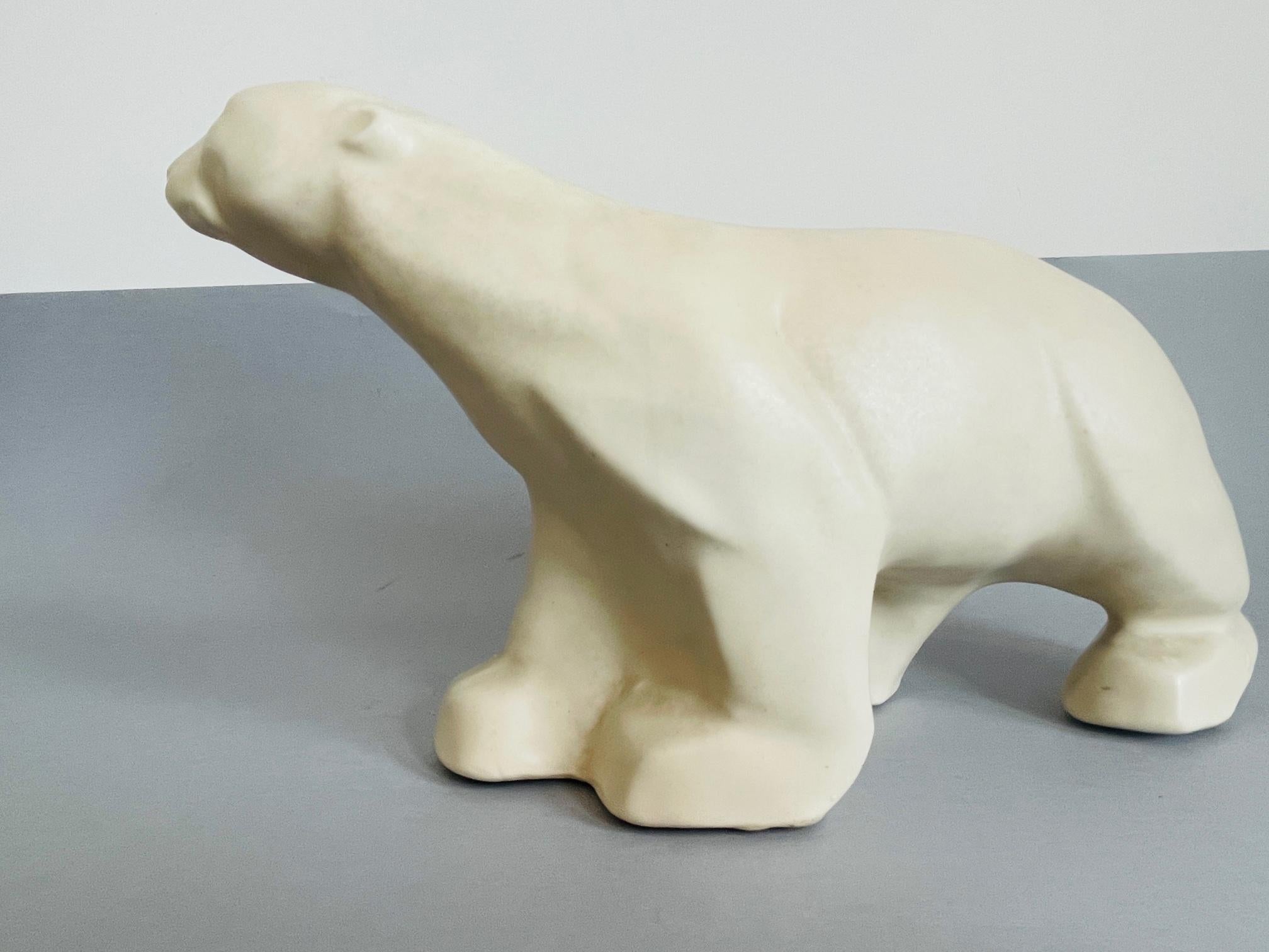 1940's Langley Art Ceramic Polar Bear. Large Ceramic Art Deco Piece Langley Mill In Good Condition In ROTTERDAM, ZH