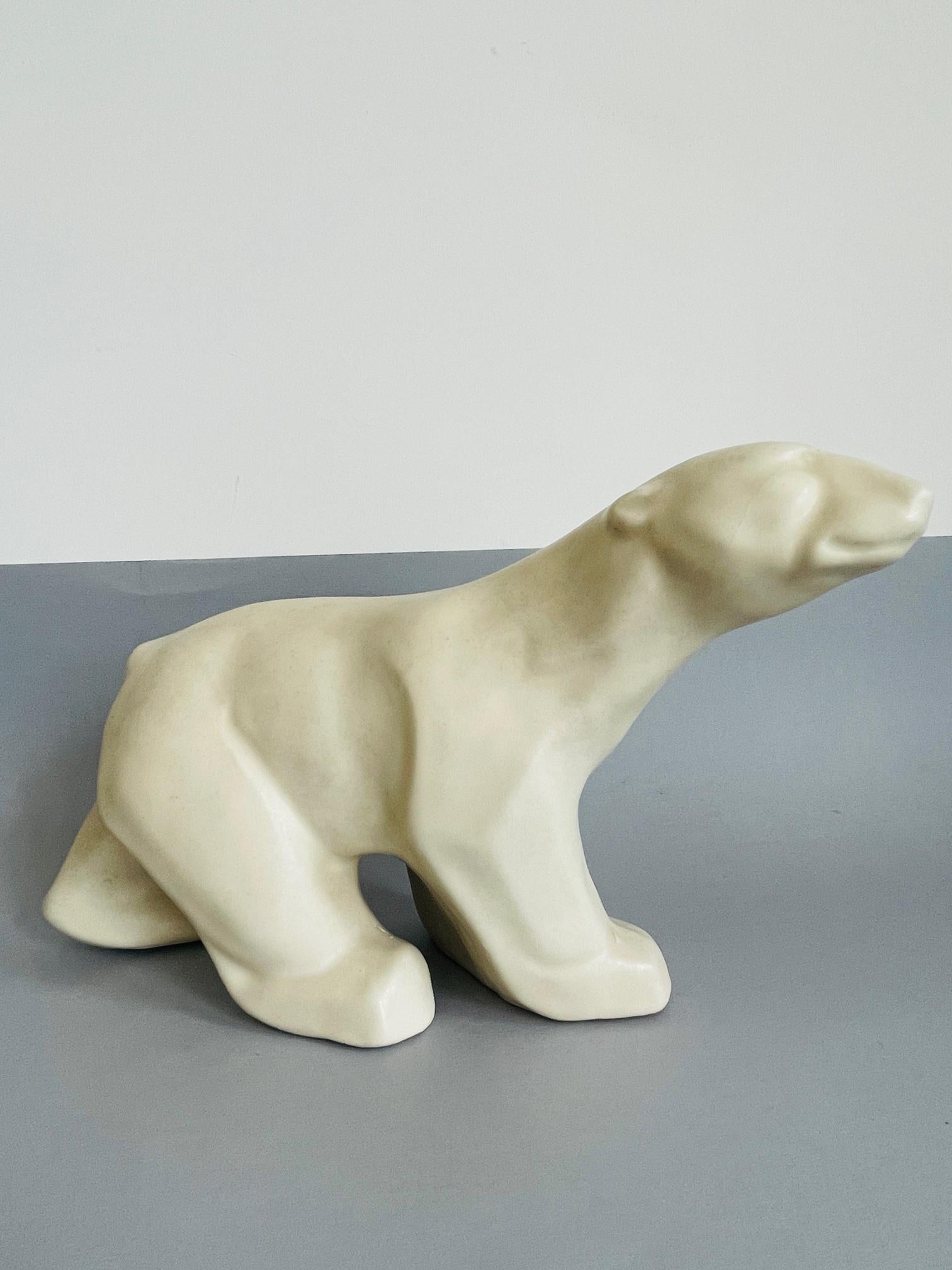 1940's Langley Art Ceramic Polar Bear. Large Ceramic Art Deco Piece Langley Mill 1
