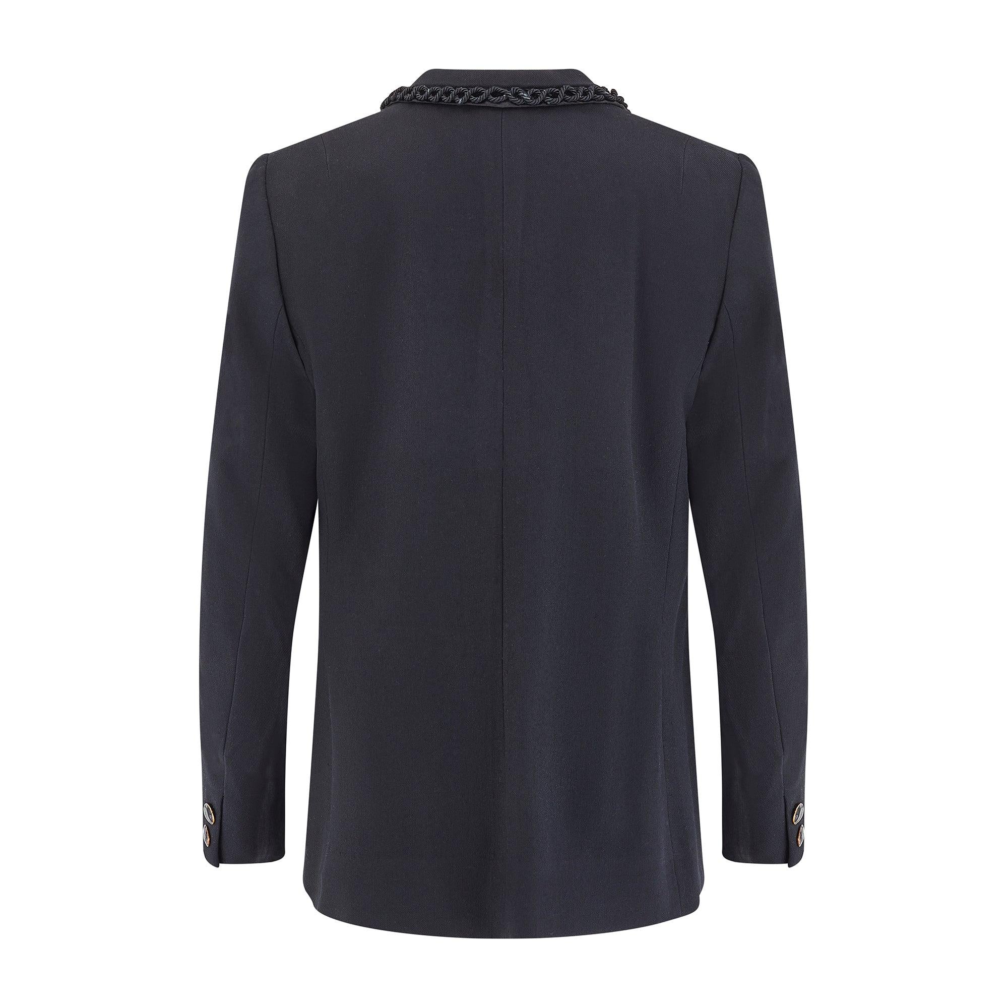 1940s Lanvin Haute Couture Black Wool and Braid Work Jacket In Excellent Condition For Sale In London, GB