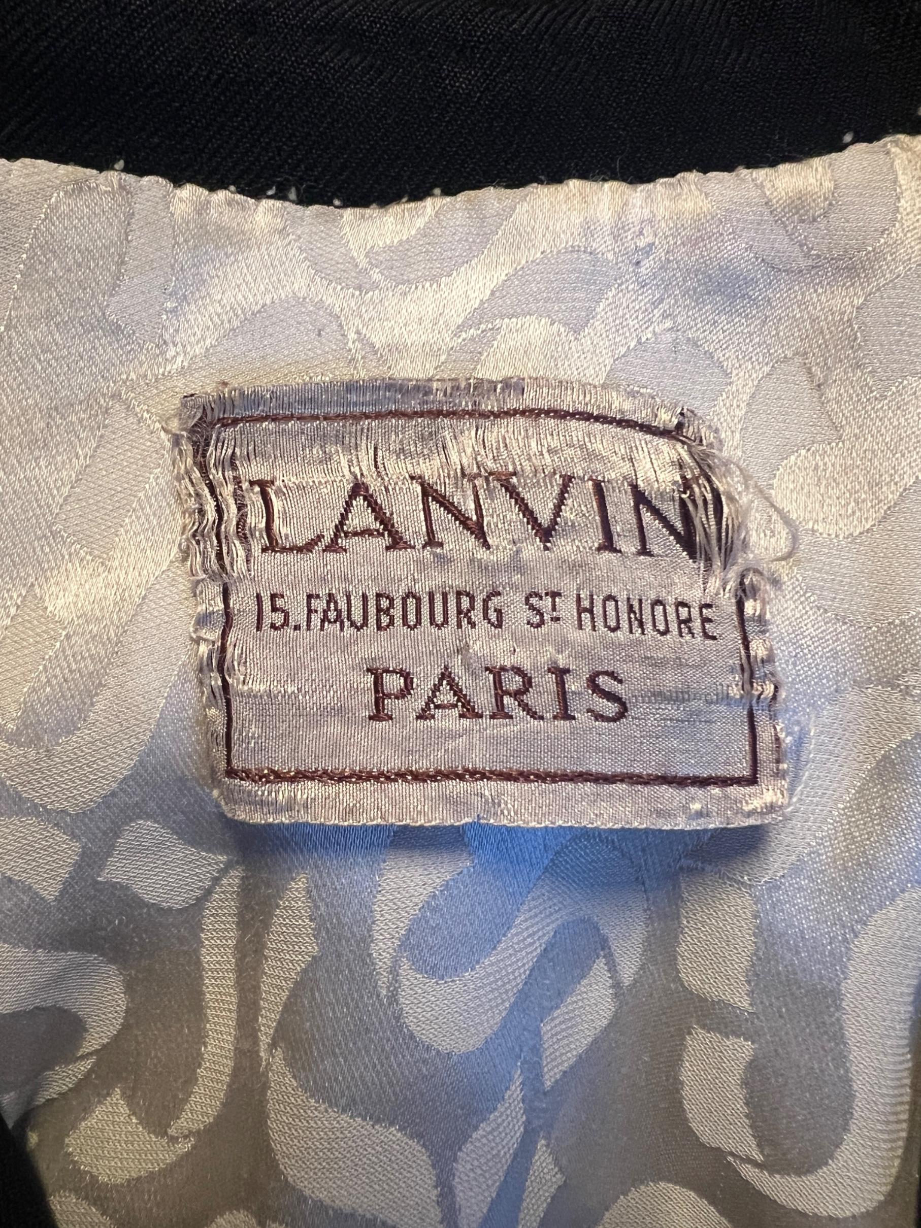 1940s Lanvin Haute Couture Black Wool and Braid Work Jacket For Sale 1