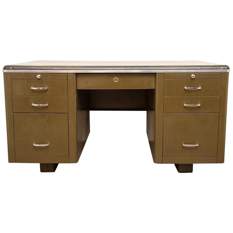 1940s Large and Heavy Well Made Industrial Military Green Steel Tanker