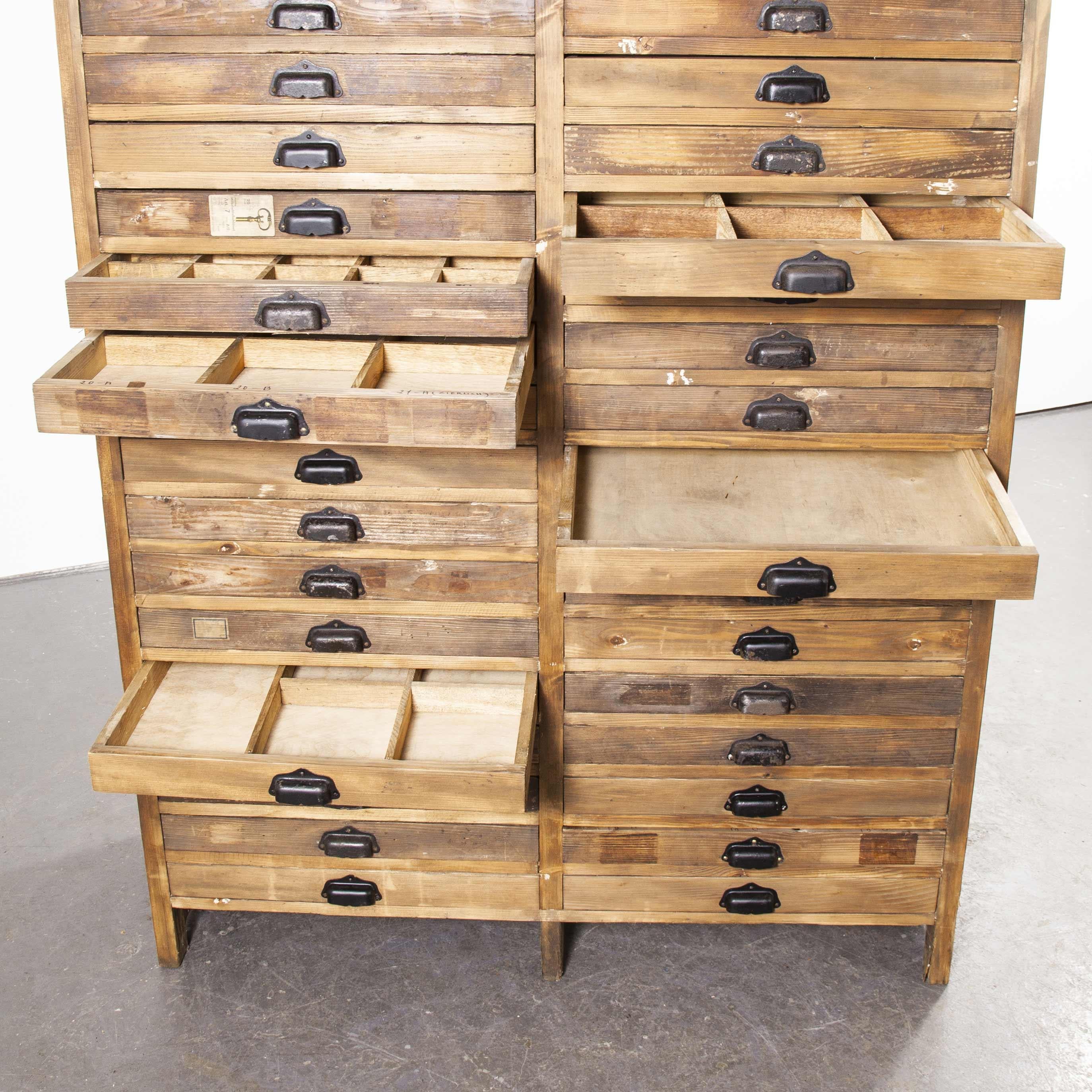 1940s Large Bank of French Industrial Multi Drawers, Chest of Drawers 1