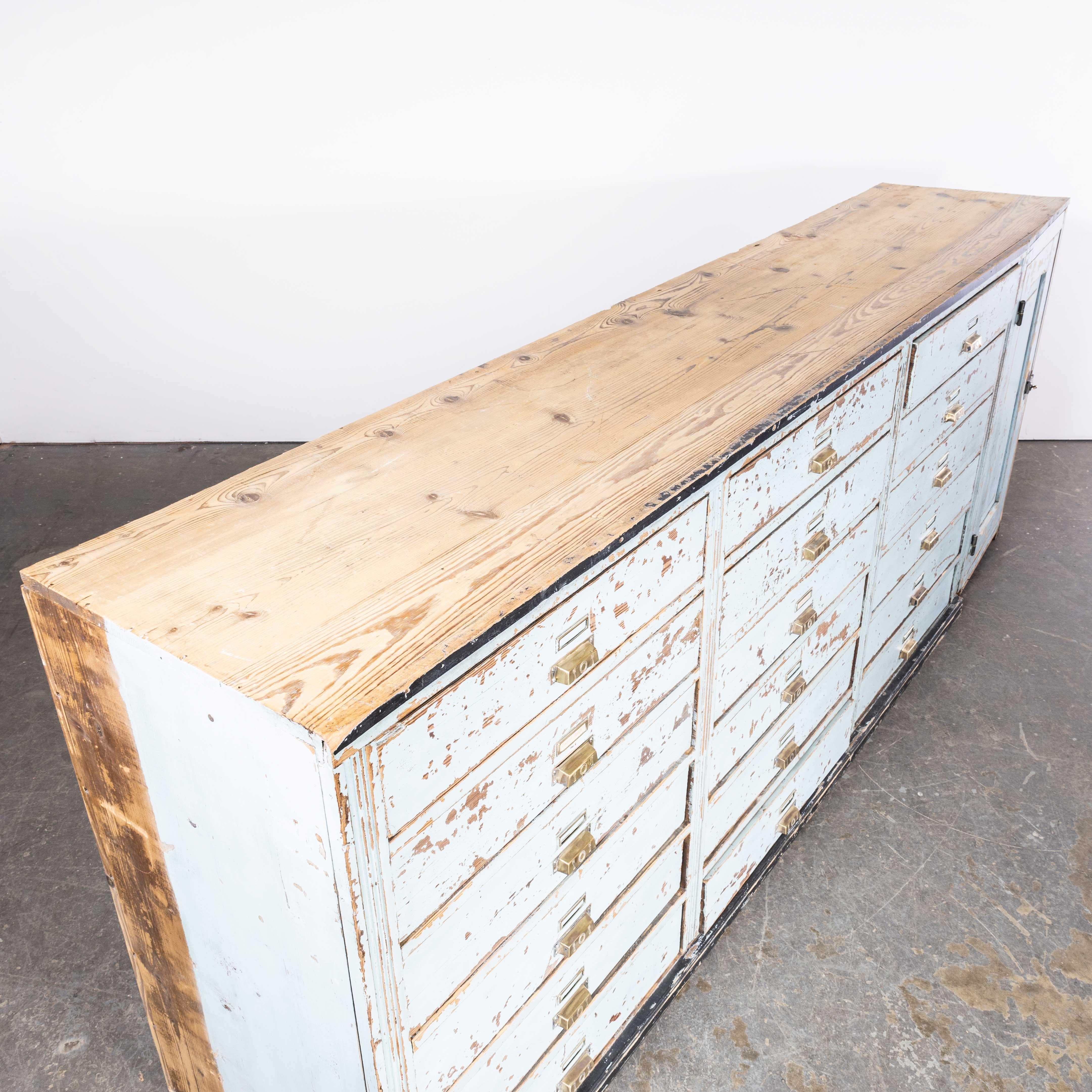 1940's Large Bank Of French Workshop Drawers - Eighteen Drawers For Sale 10