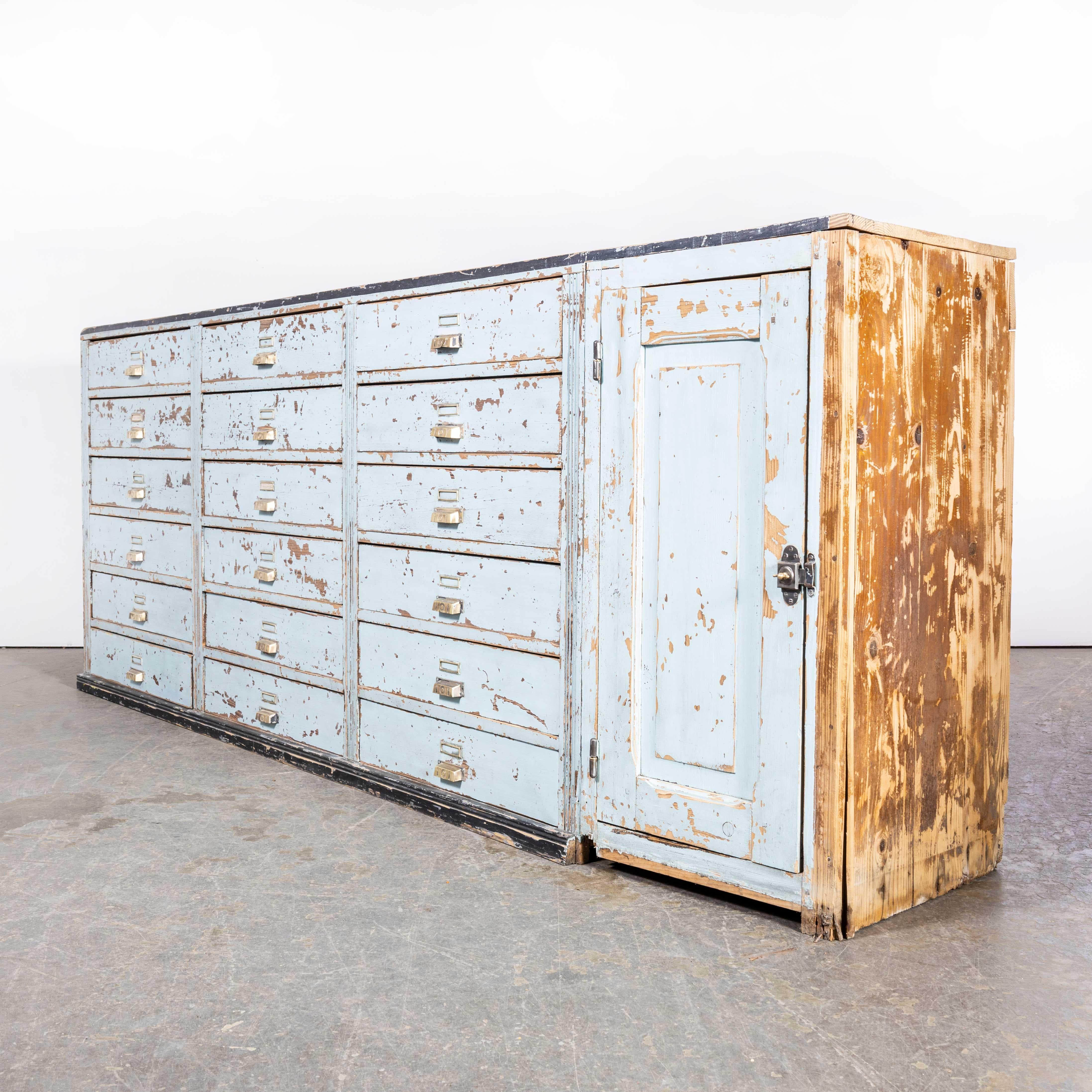 1940's Large Bank Of French Workshop Drawers - Eighteen Drawers For Sale 1