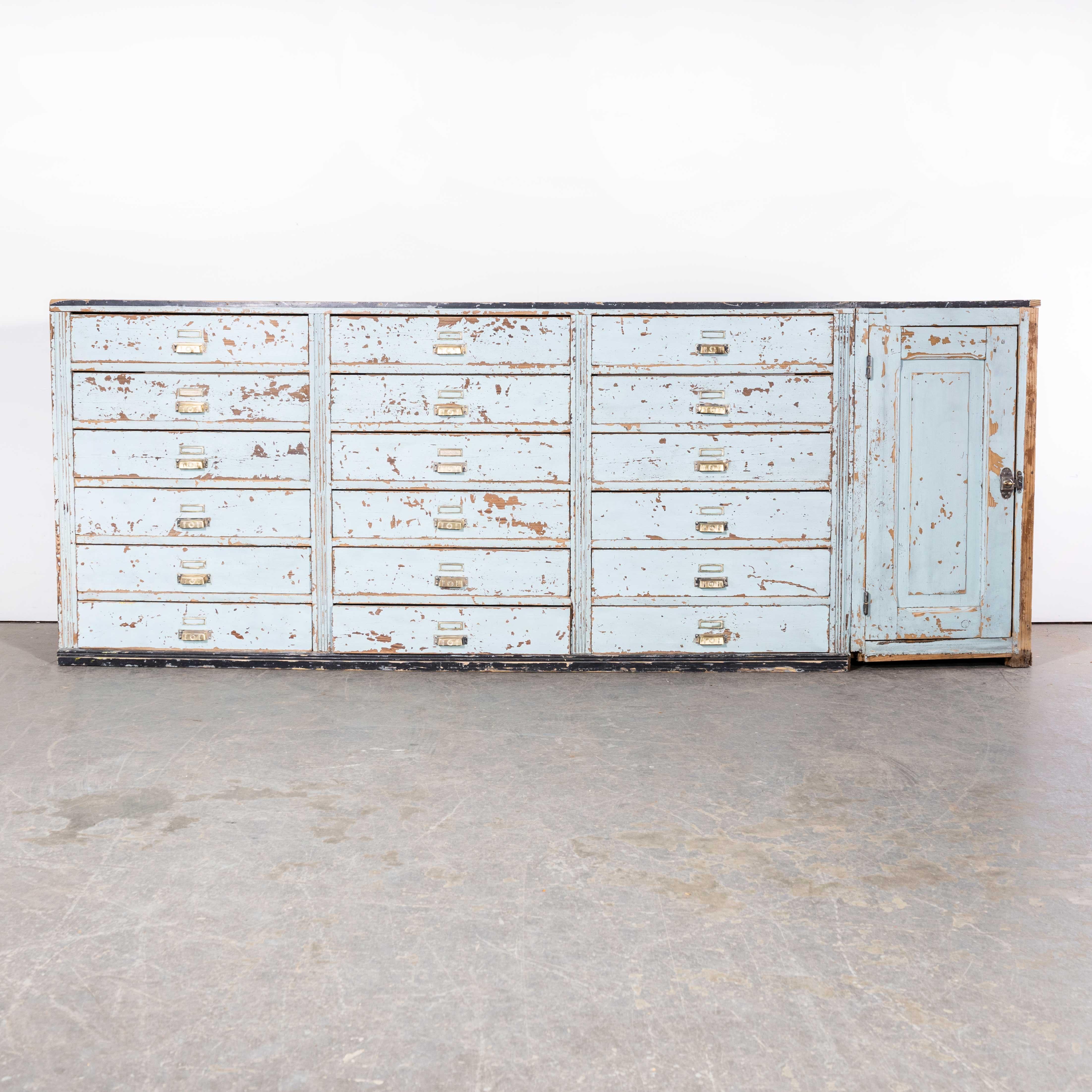 1940's Large Bank Of French Workshop Drawers - Eighteen Drawers For Sale 3