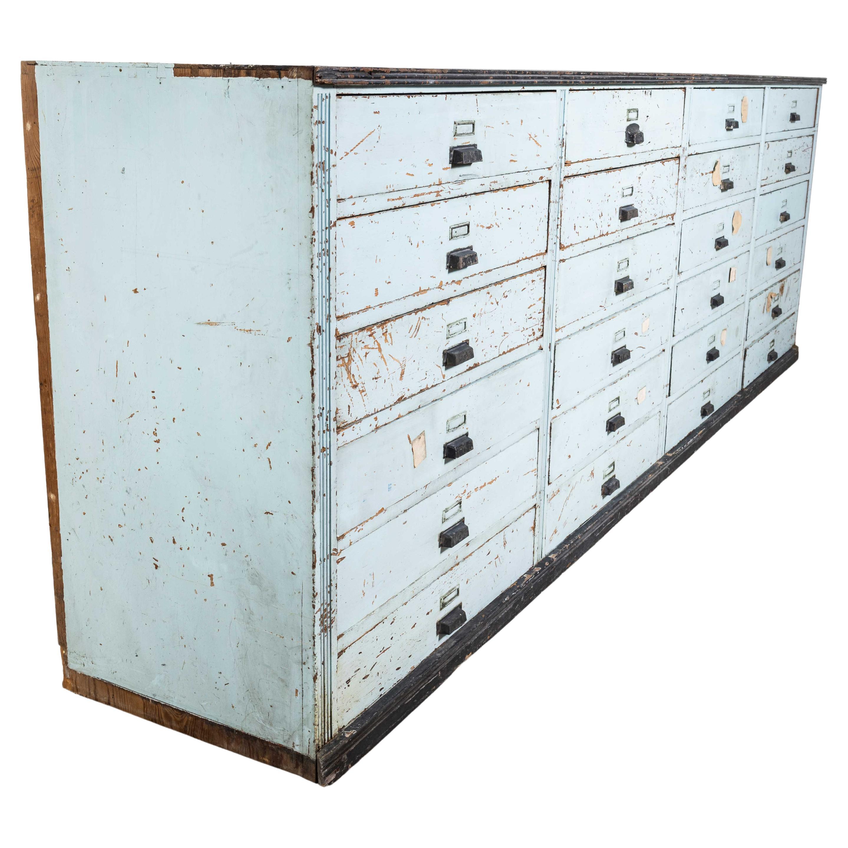 1940's Large Bank Of French Workshop Drawers - Twenty Four Drawers For Sale