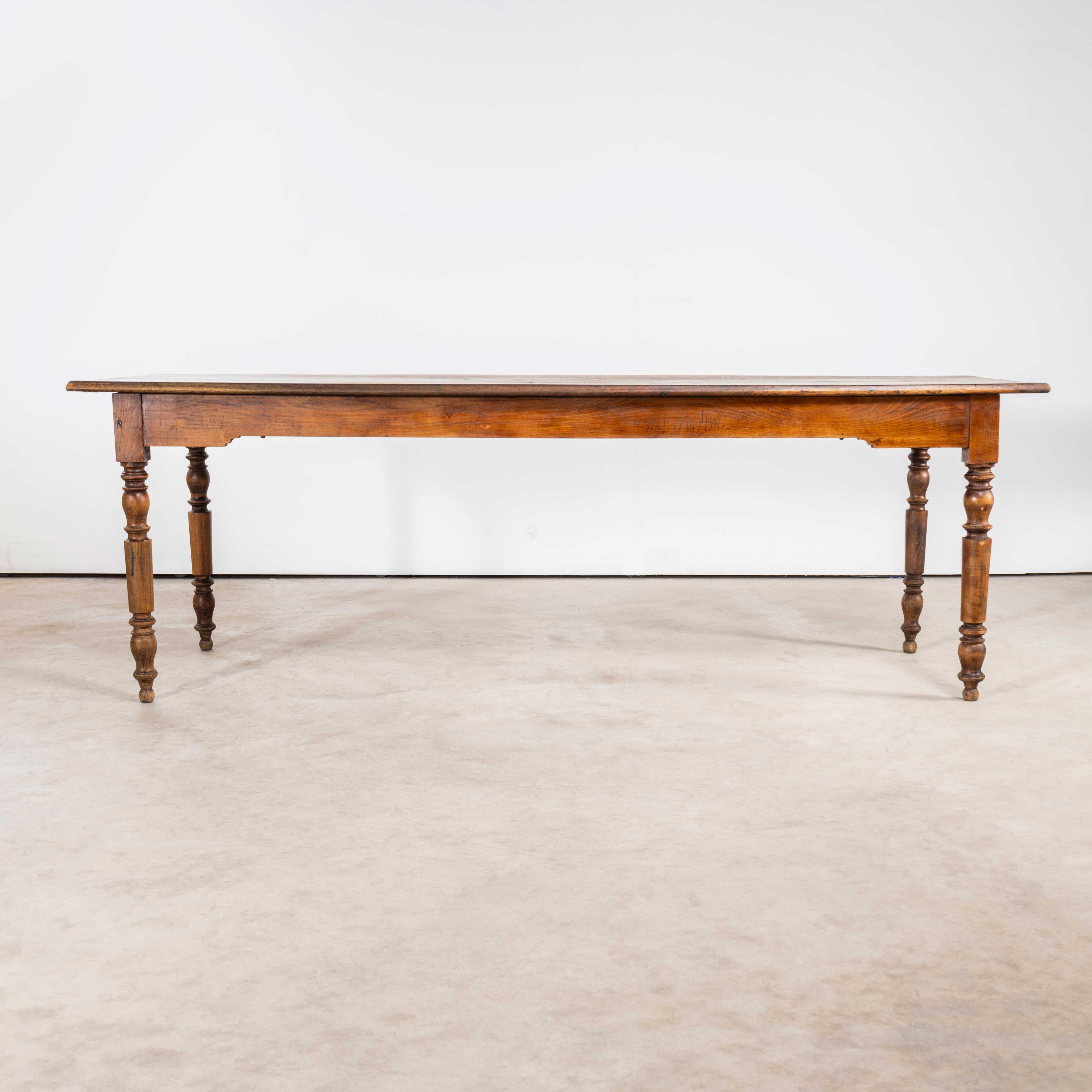 1940's Large Bobbin Leg Rectangular Farmhouse Dining Table For Sale at