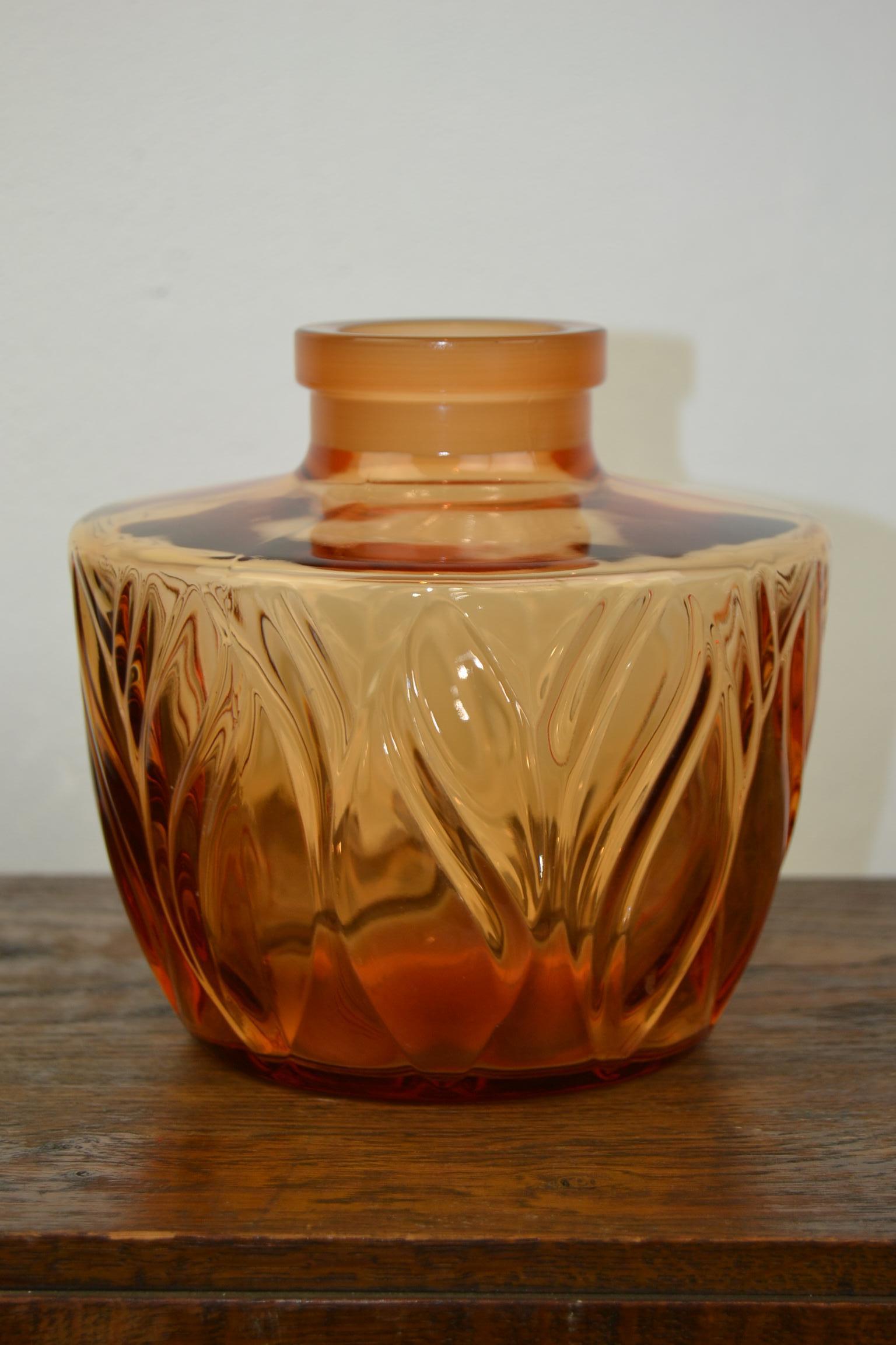 20th Century 1940s Large Faberge Perfume Display Bottle in Amber Glass, France