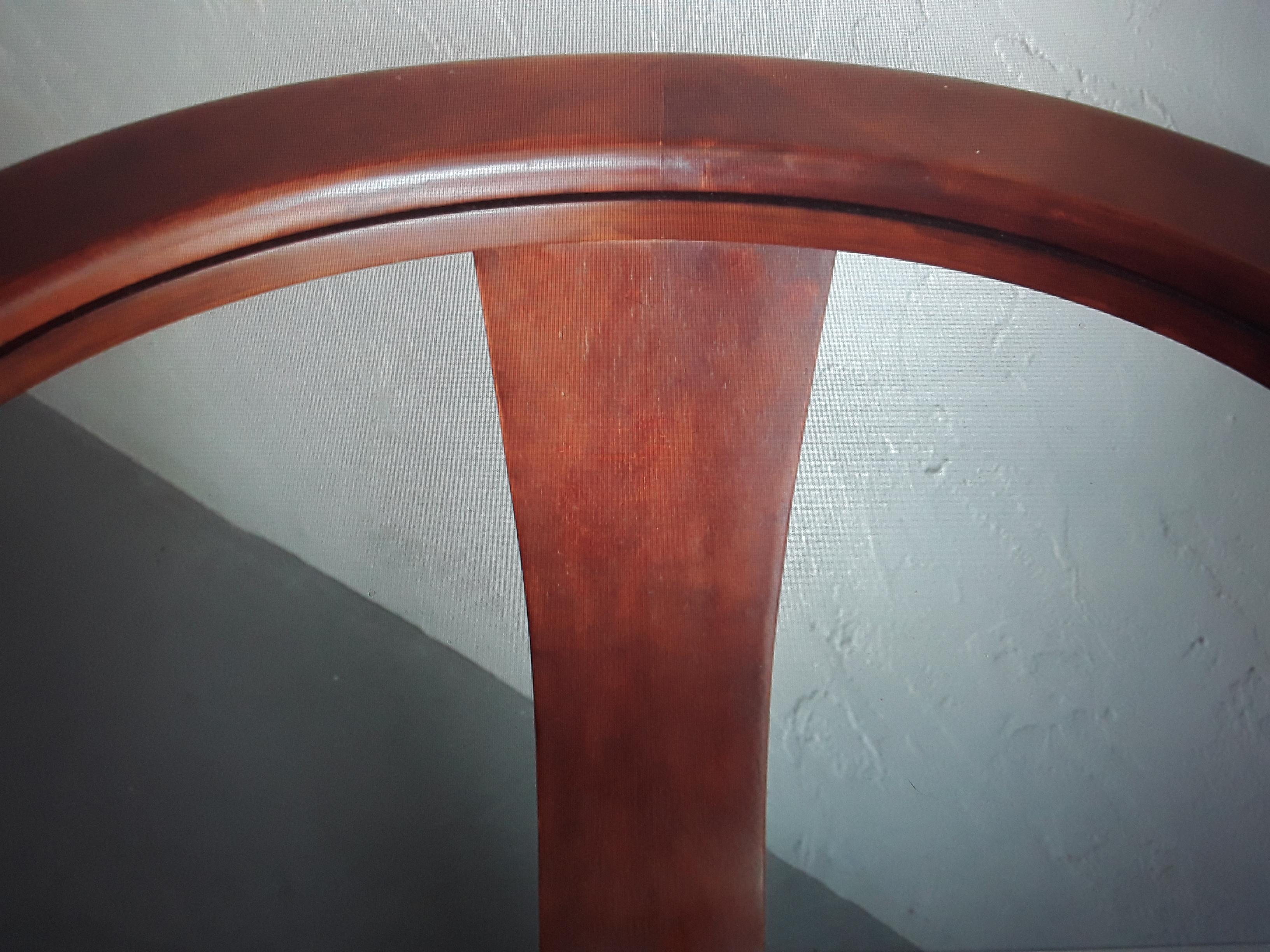1940's French Art Deco Carved and Curved Wood Center Table. Glass top insert. French estate.