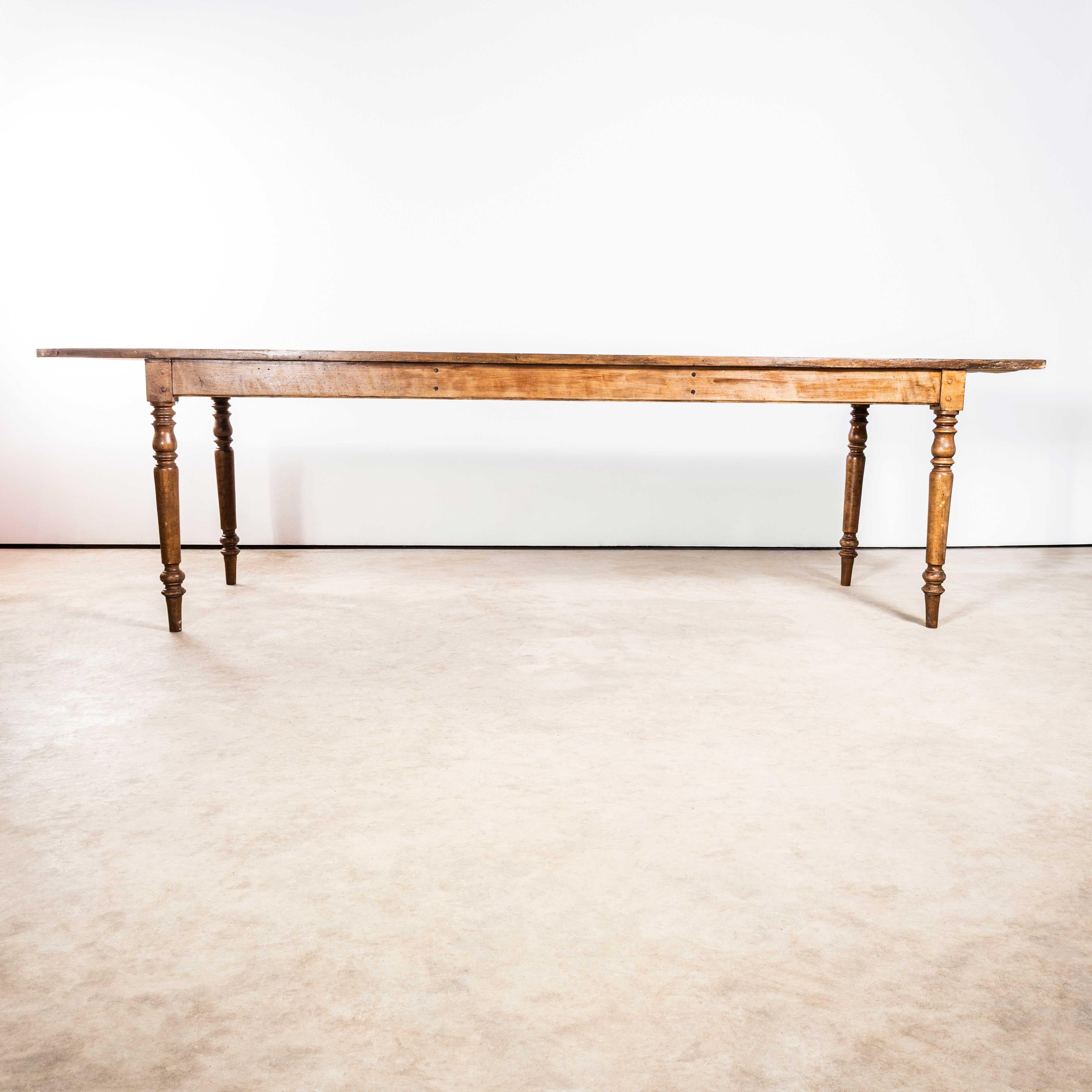 1940’s Large French Fruitwood Bobbin Leg Dining Table For Sale 1