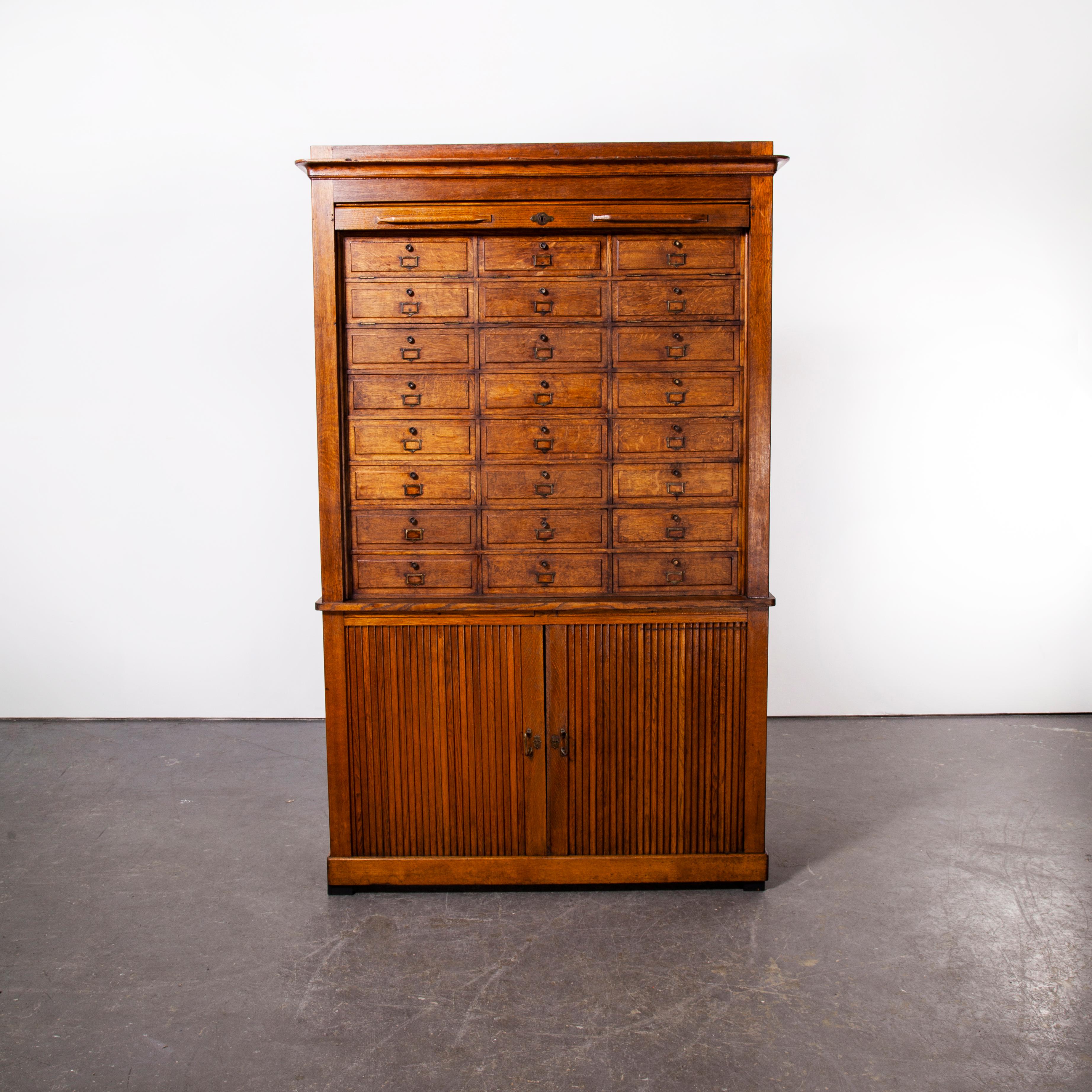1940's Large French Oak Atelier Cabinet - Tambour Fronted 3