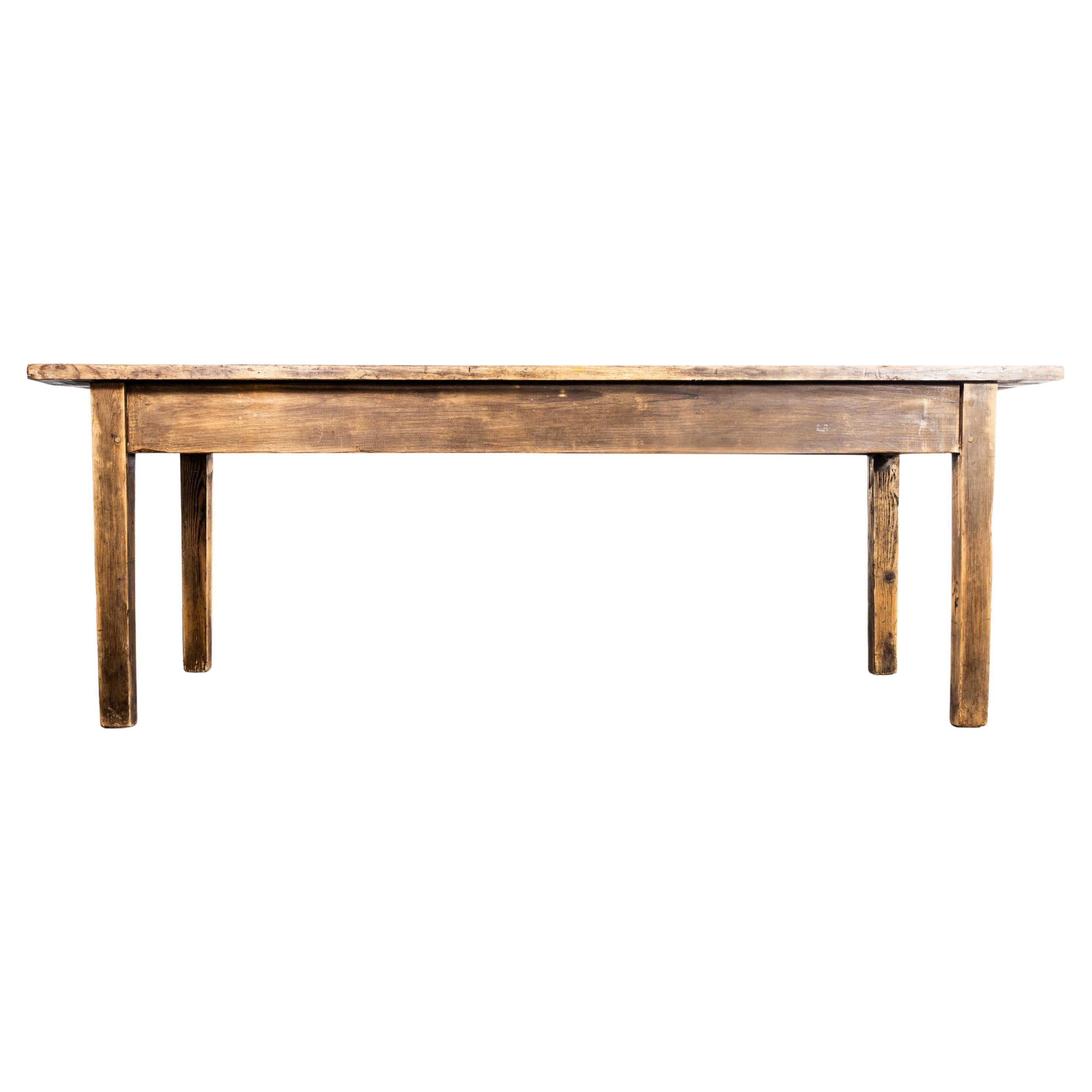 Mesa de Comedor Rectangular de Pino Entablado a Gran Escala de 1940