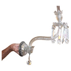 Vintage 1940's Large Hollywood Regency Cut Crystal "Swirl" Wall Sconce style Baccarat