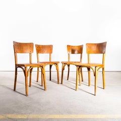 1940's Large Honey Shield Back With A Flat Curved-Edged Seat Dining Chairs - Set