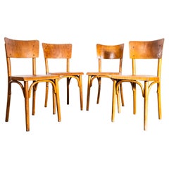 1940's Large Honey Shield Back With A Flat Curved-Edged Seat Dining Chairs - Set