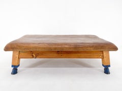 1940s Large Leather & Wood Gym Bench, Czechoslovakia