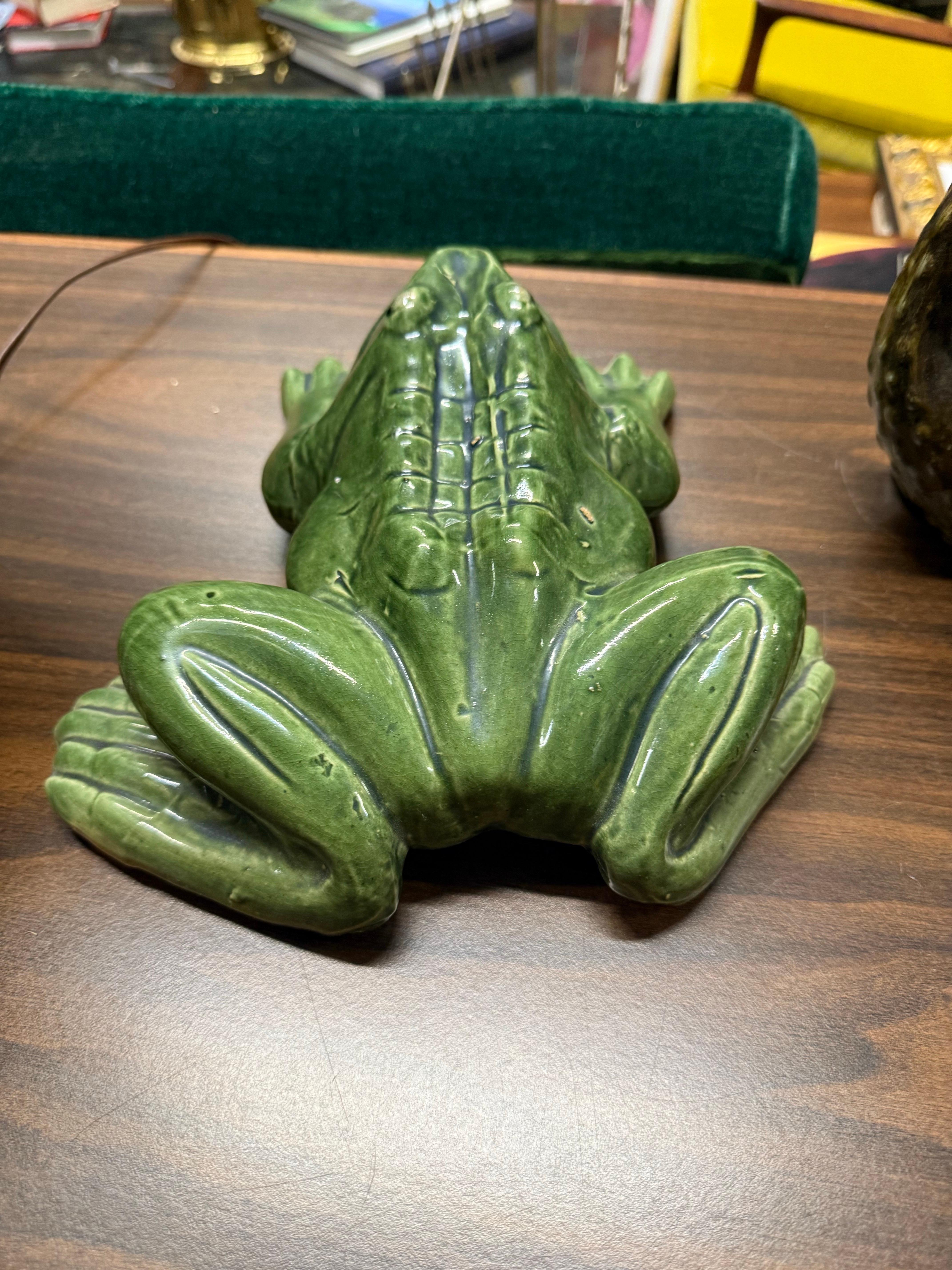 Other 1940s Large Majolica Style Frog Garden Ornament