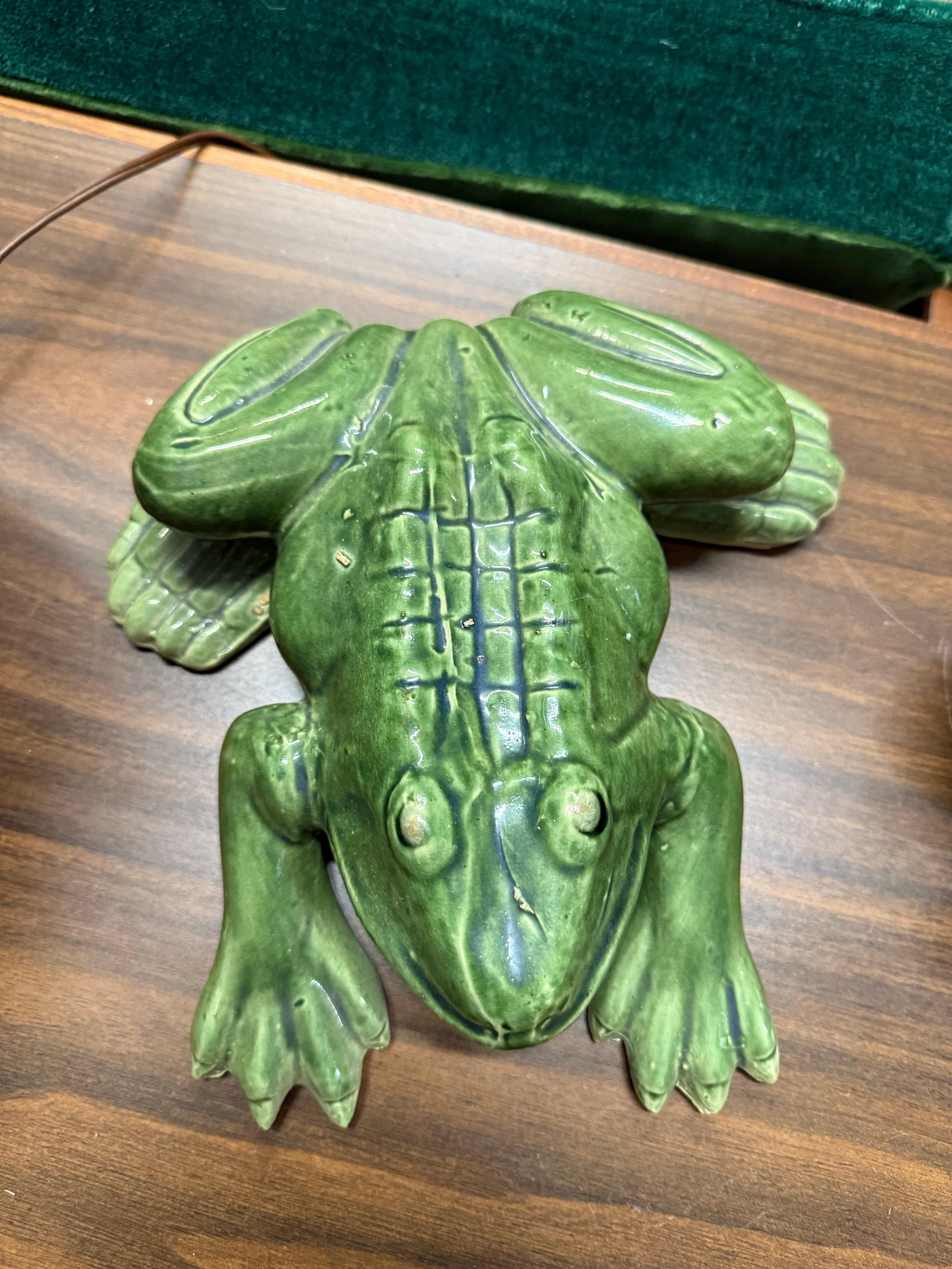 Italian 1940s Large Majolica Style Frog Garden Ornament