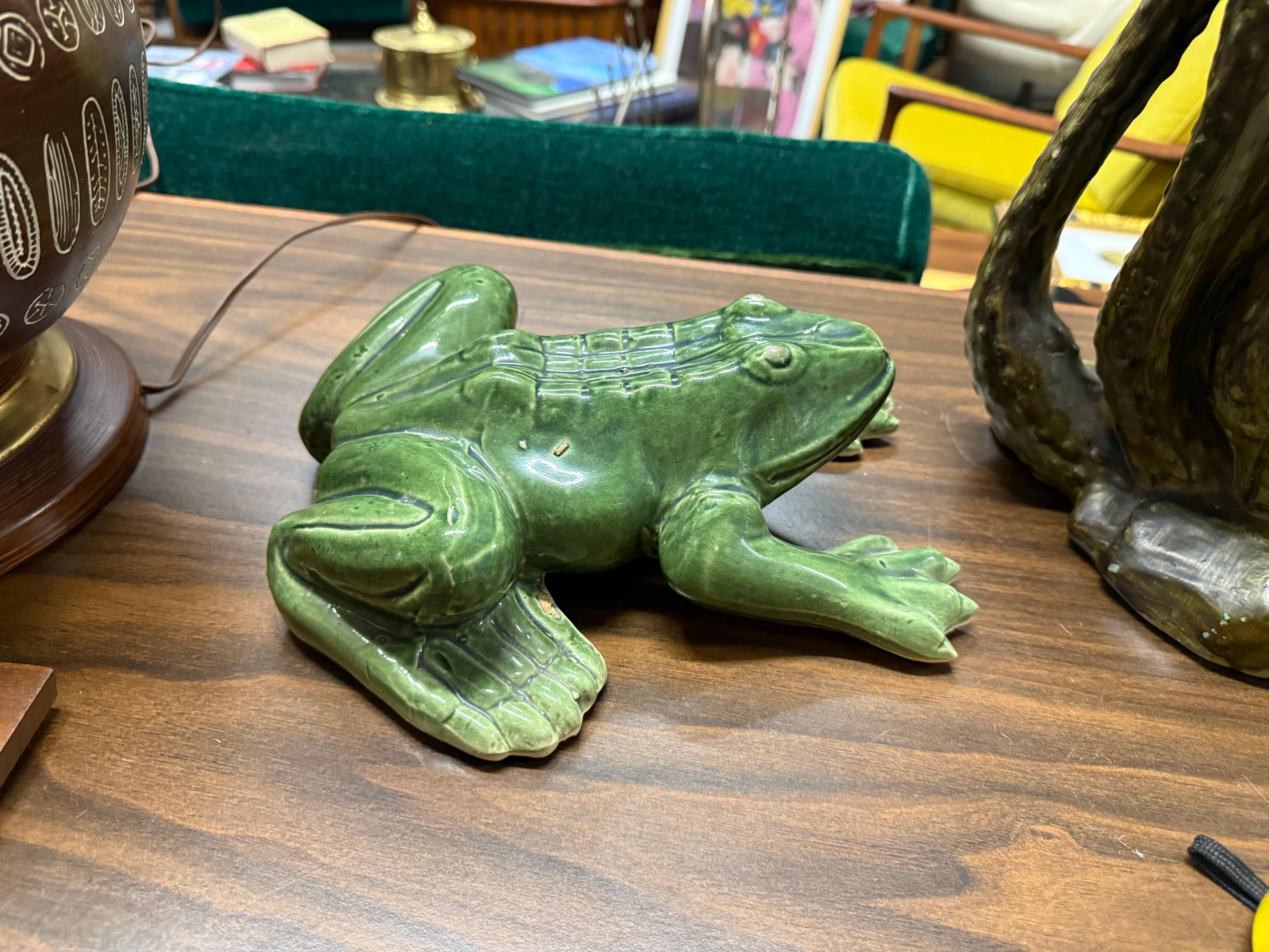 1940s Large Majolica Style Frog Garden Ornament 2