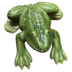 1940s Large Majolica Style Frog Garden Ornament