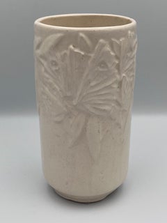 1940's Large McCoy Butterfly Ceramic Vase In White