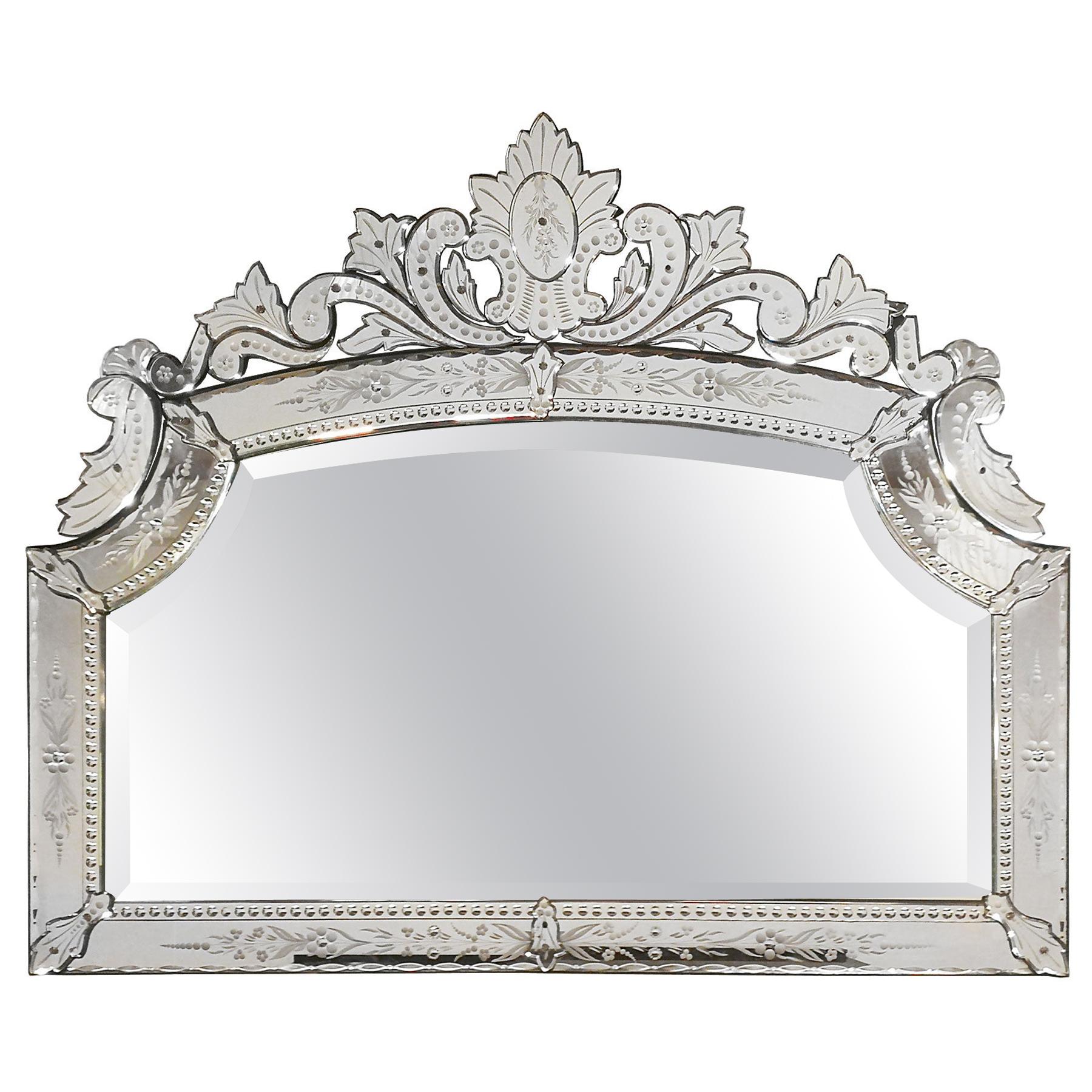 1940s Large Neoclassical Beveled Mirror, Spain, Majorca