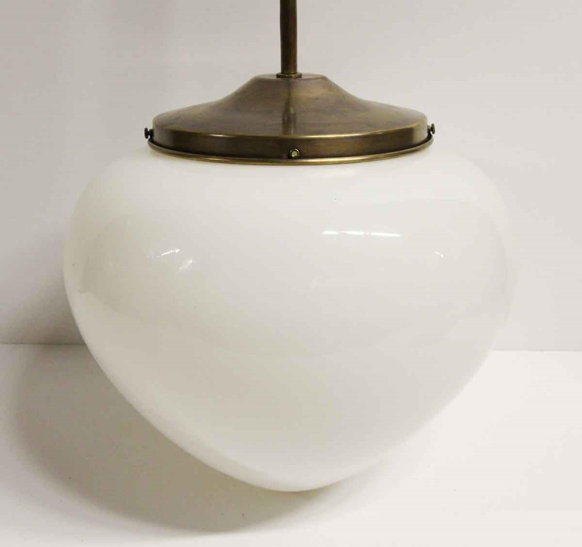American 1940s Large Opaline Glass Acorn Pendant Light, Quantity Available