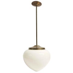 1940s Large Opaline Glass Acorn Pendant Light, Quantity Available