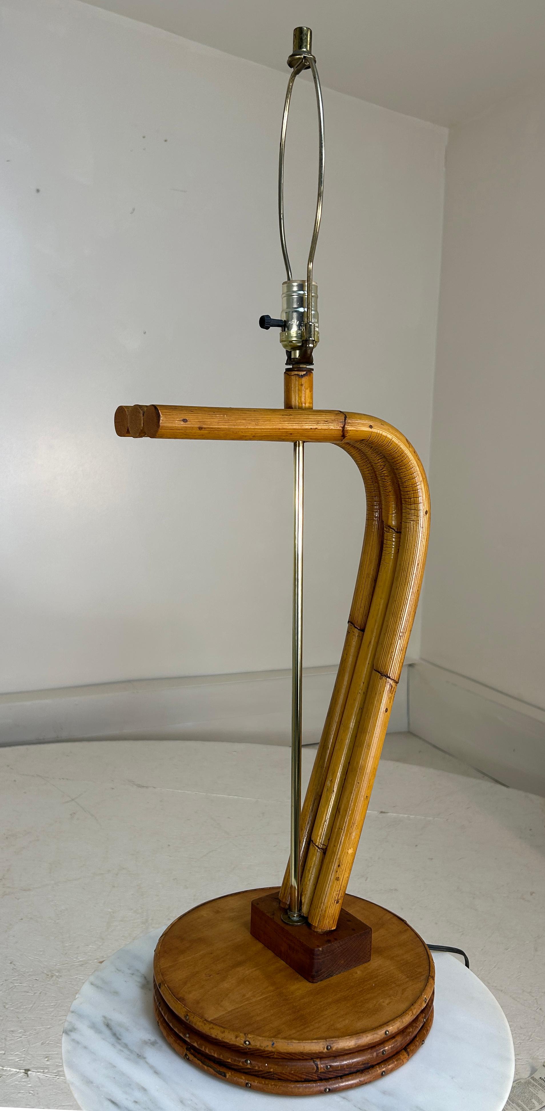 Mid-Century Modern 1940s large rattan table lamp For Sale