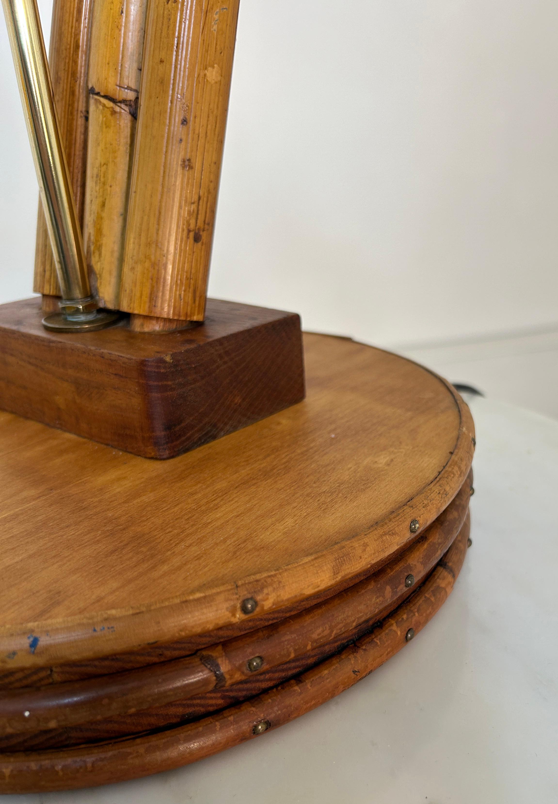 1940s large rattan table lamp In Fair Condition For Sale In South Charleston, WV