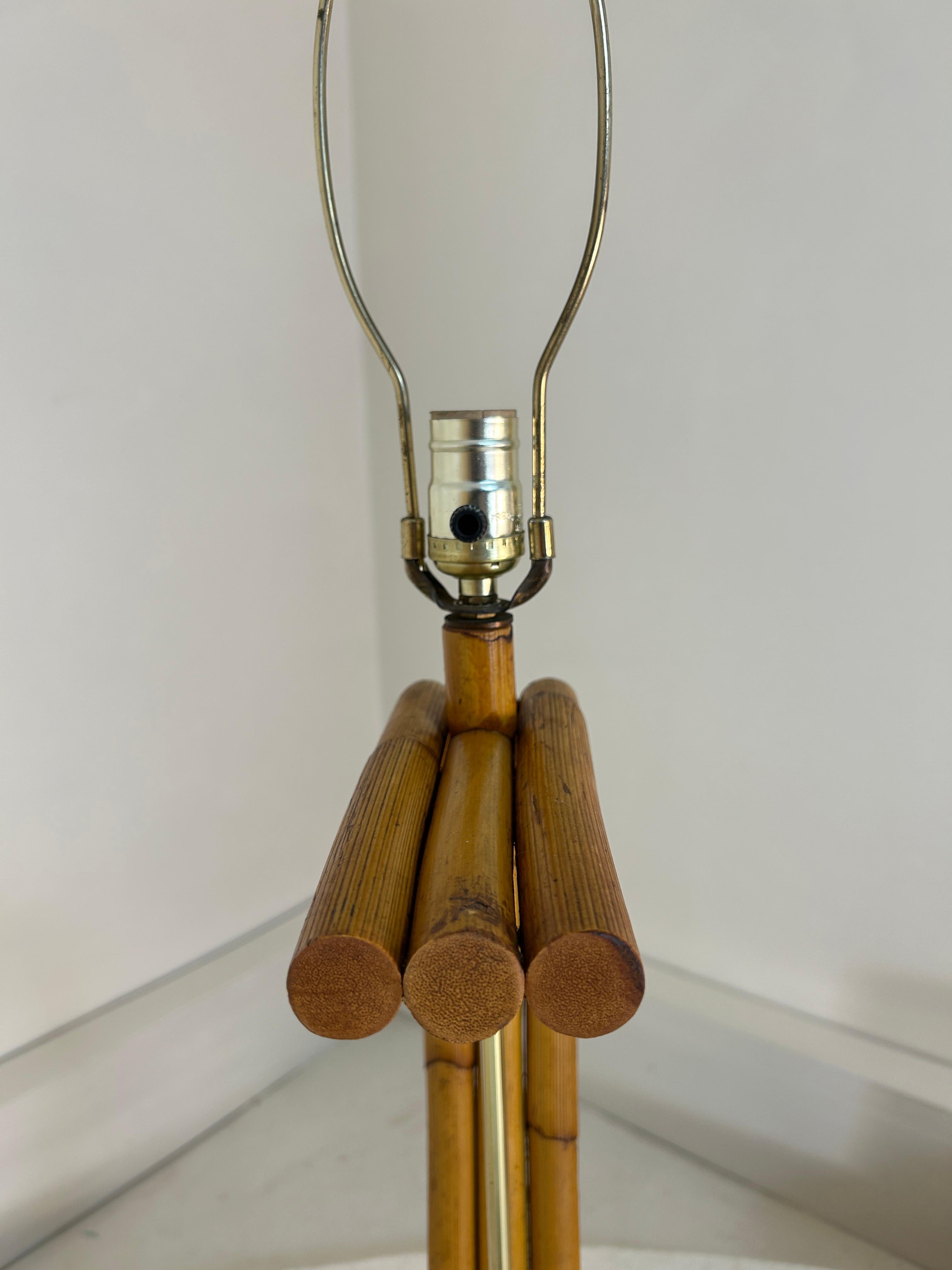 Mid-20th Century 1940s large rattan table lamp For Sale