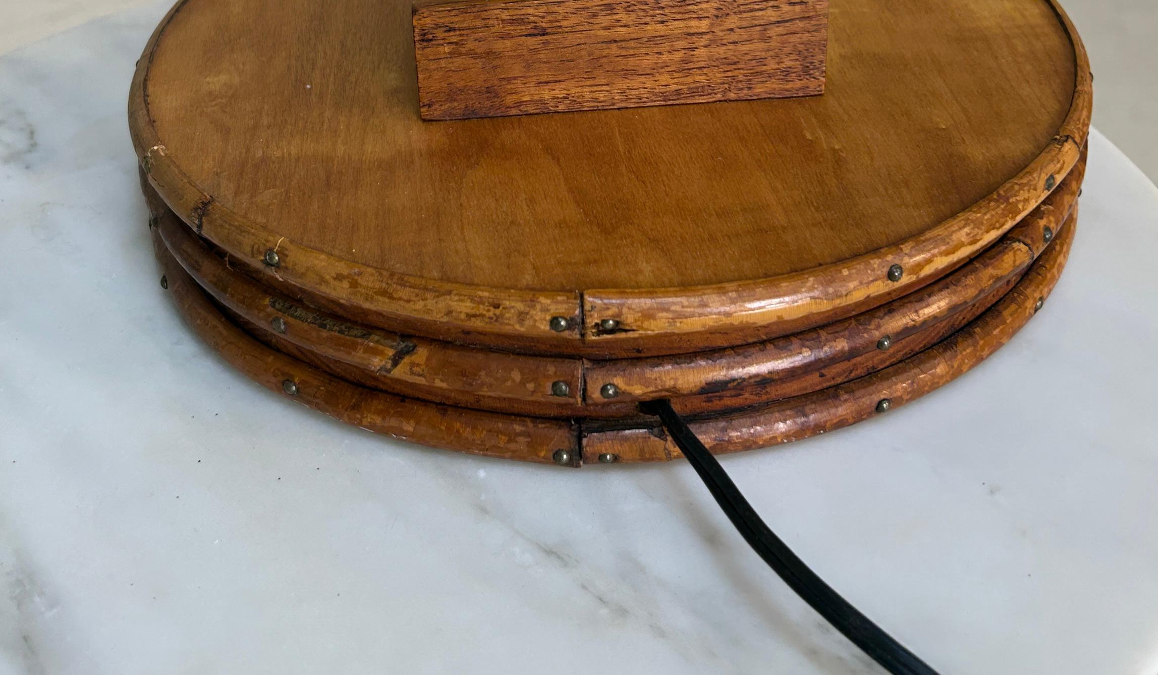 Rattan 1940s large rattan table lamp For Sale
