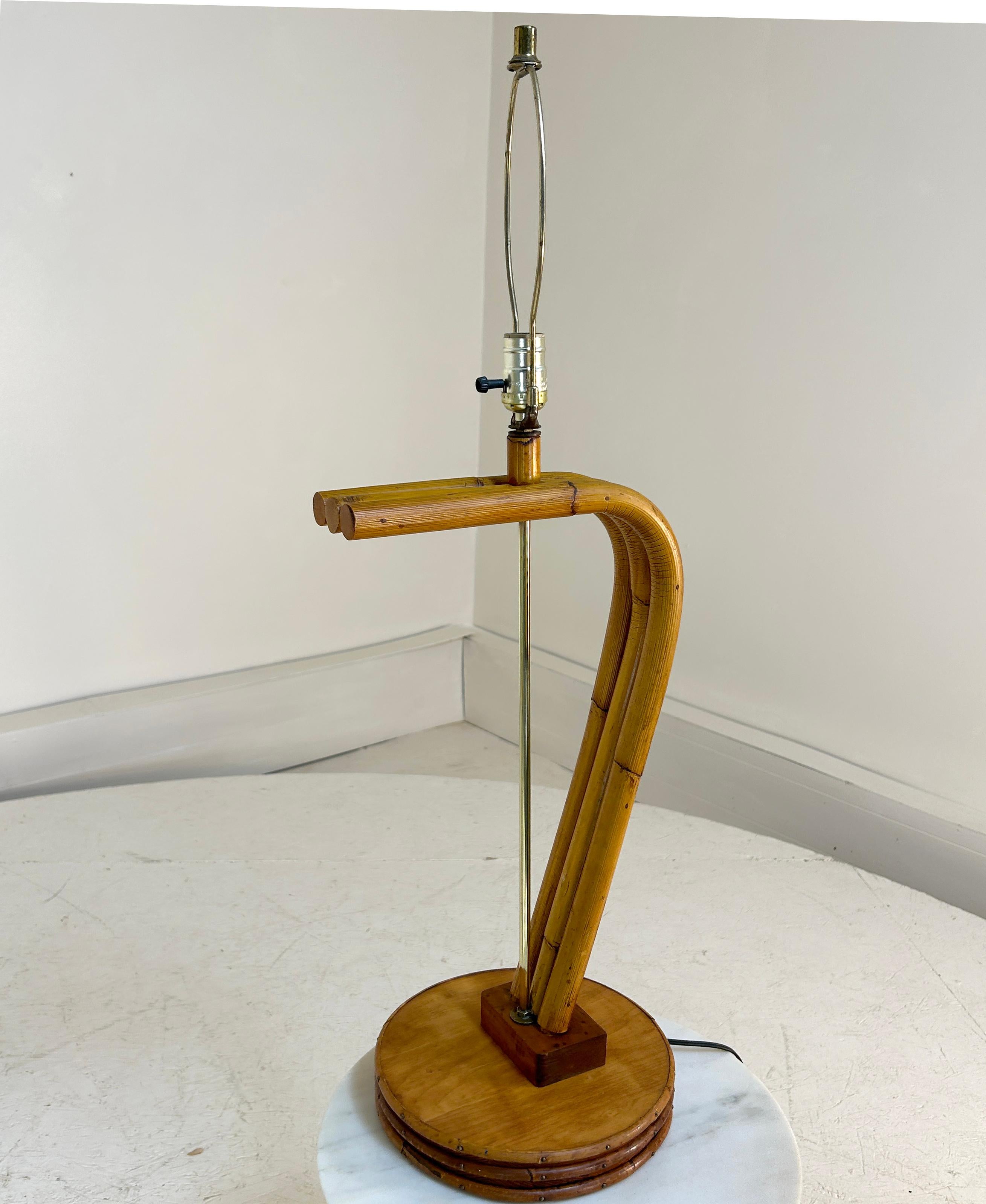 1940s large rattan table lamp For Sale 1