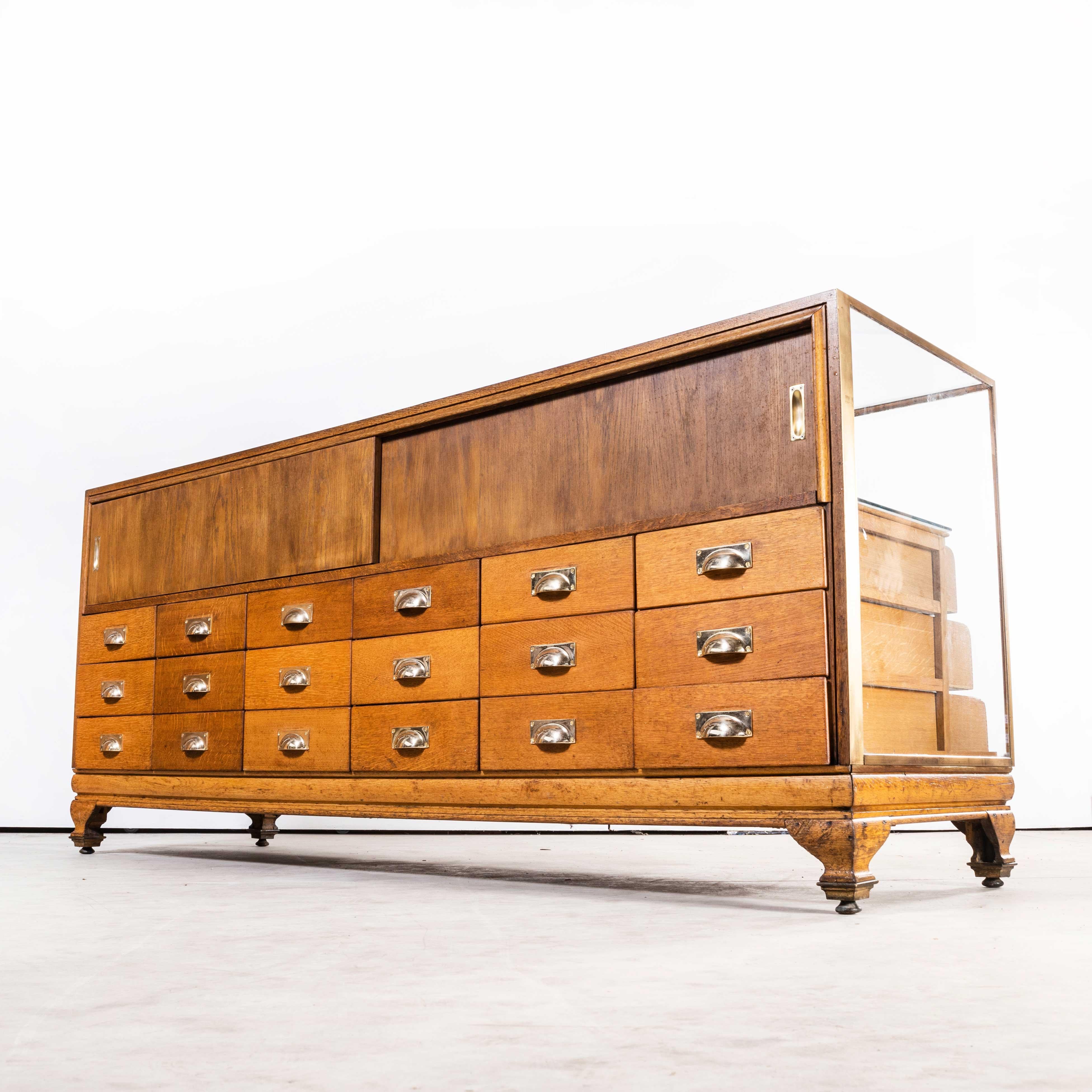 Mid-20th Century 1940's Large Rectangular Pollard & Co Brass Haberdashery Cabinet, 18 Drawers
