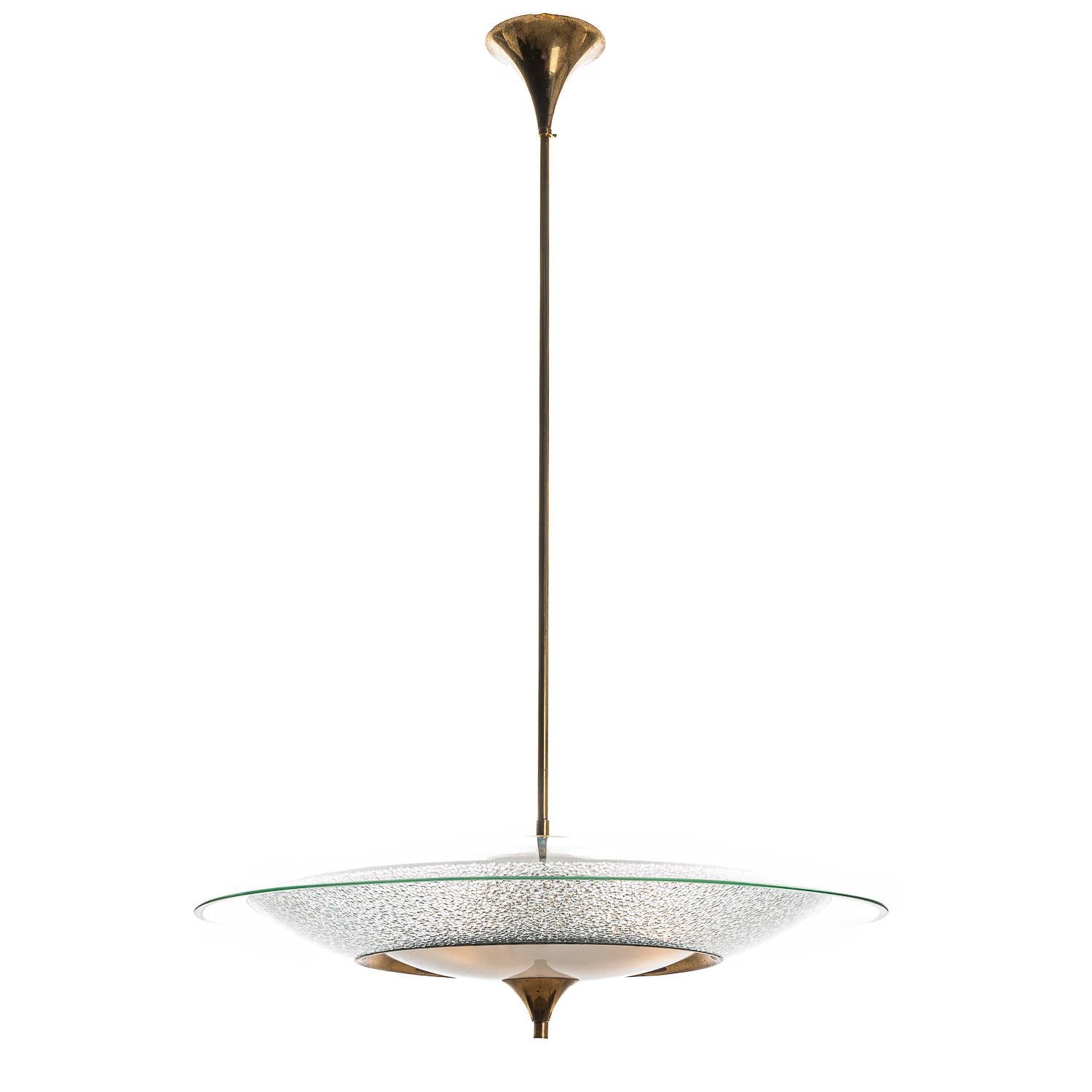 Ciondolo grande in vetro satinato e ottone del 1940 di Fontana Arte in vendita 4