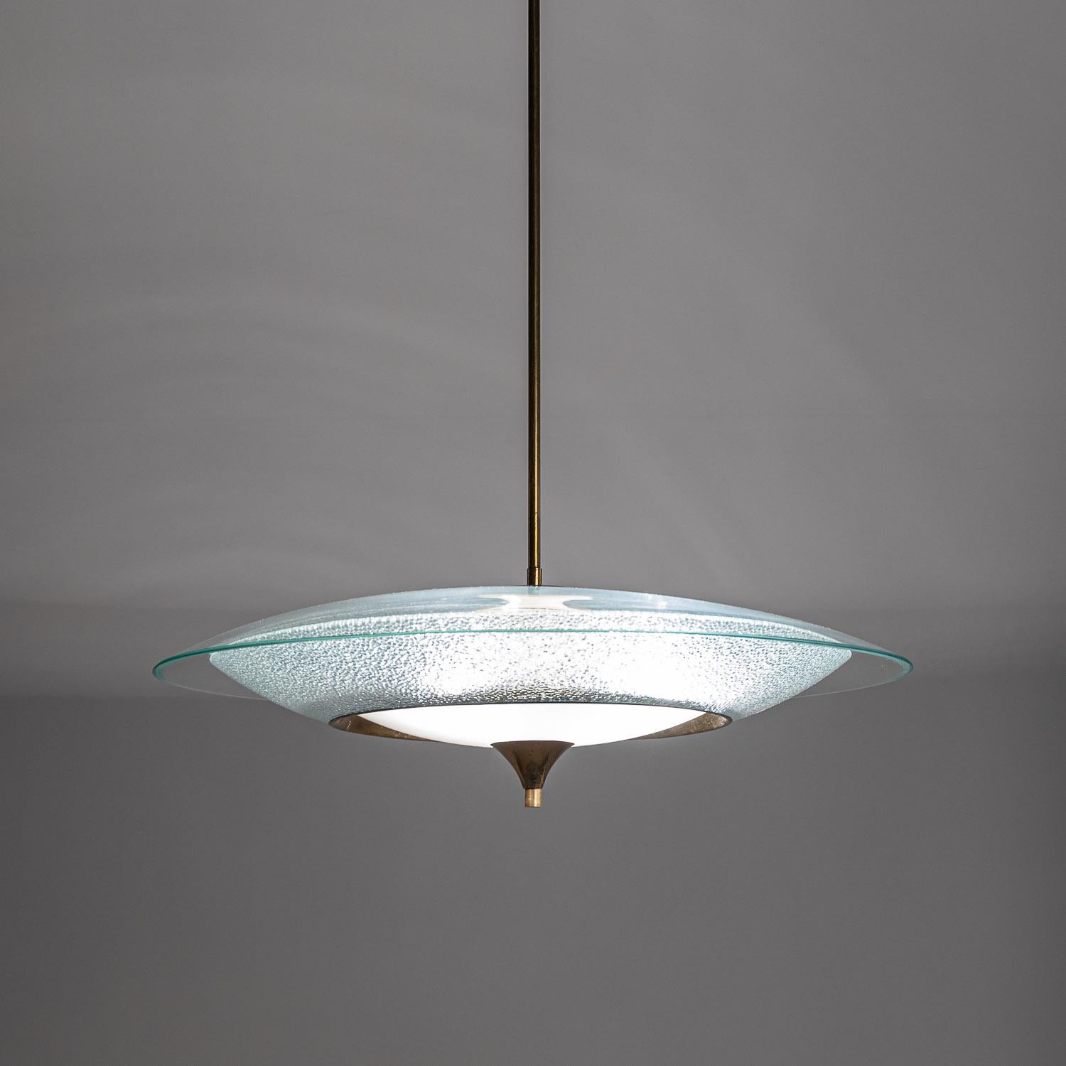 Ciondolo grande in vetro satinato e ottone del 1940 di Fontana Arte in vendita 7