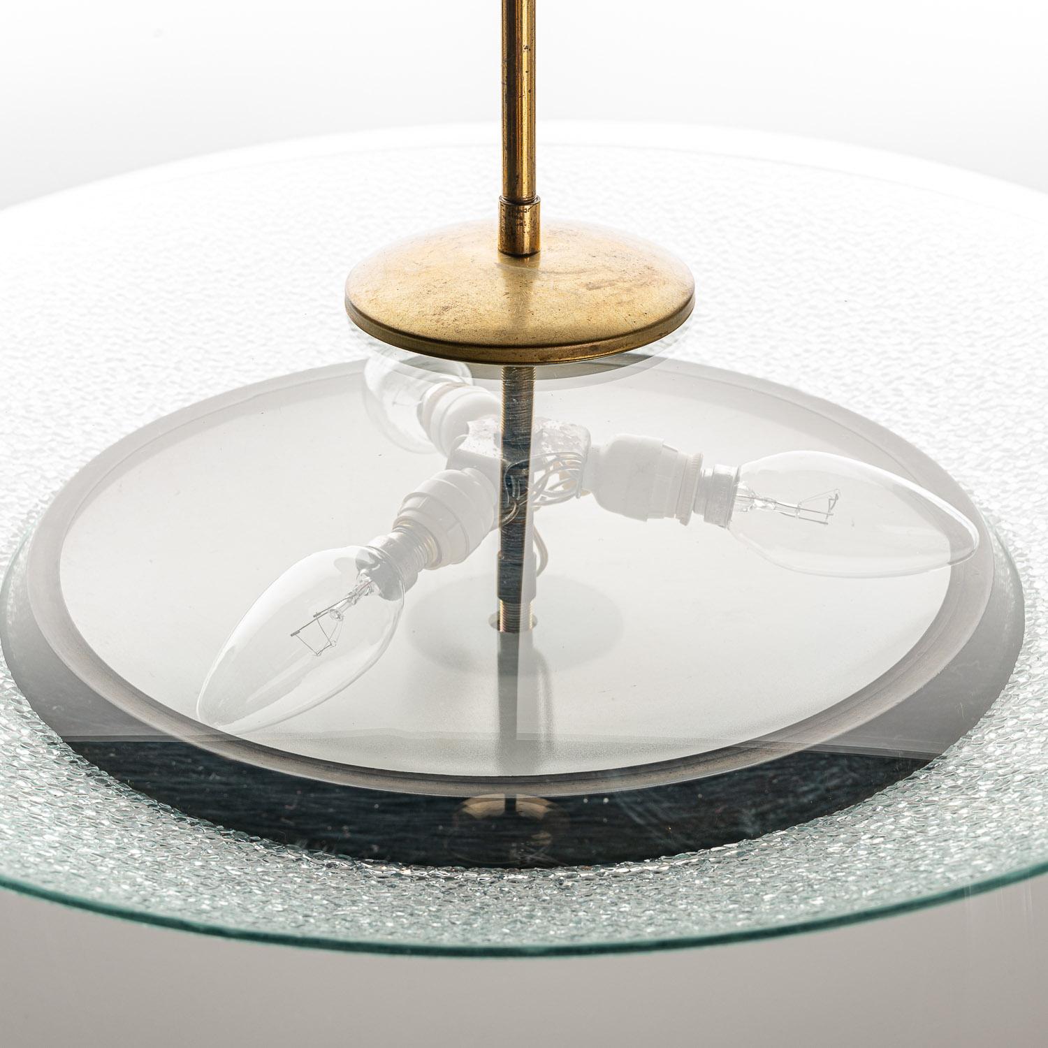 Ciondolo grande in vetro satinato e ottone del 1940 di Fontana Arte in vendita 2