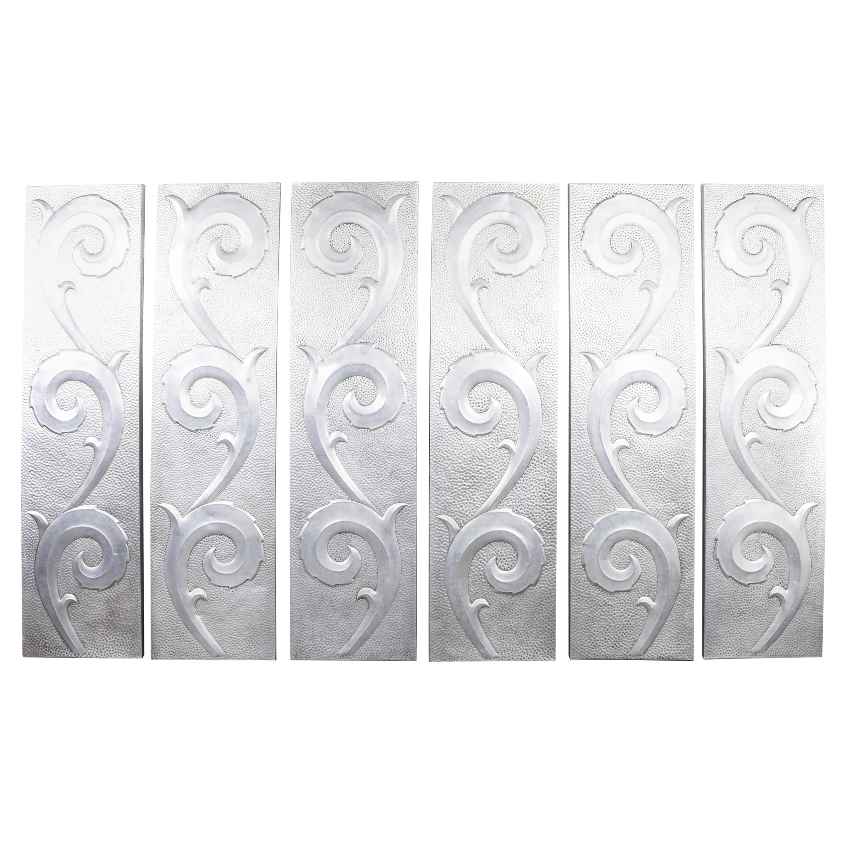 1940s Large Soviet Decorative Aluminium Wall Panels, Set of Six