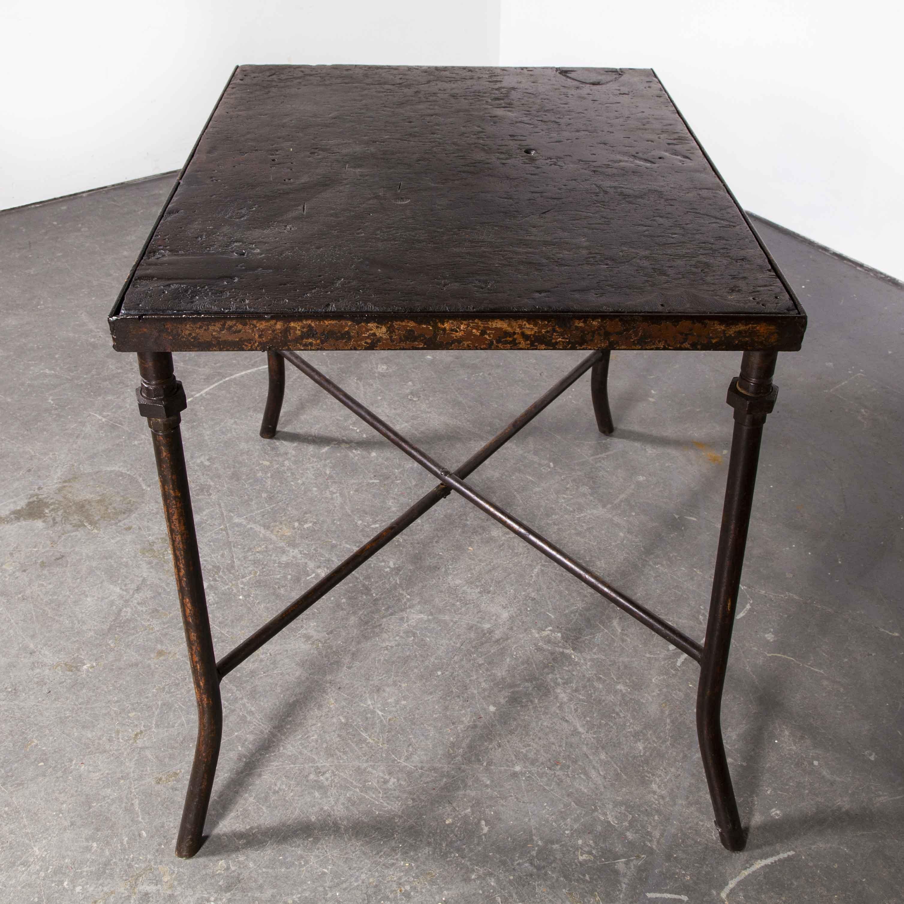 1940's Large Square Industrial Console Table 5