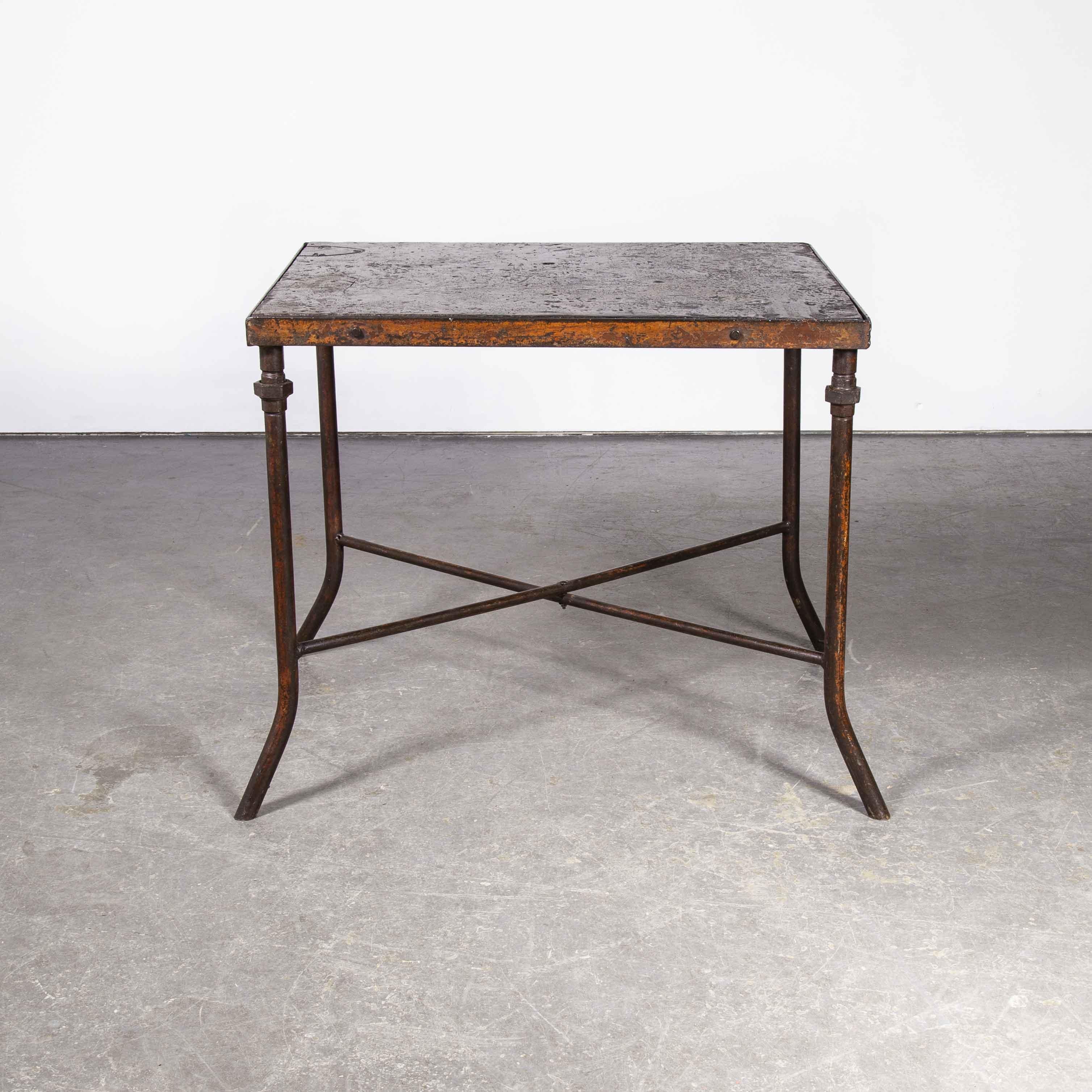 1940's Large Square Industrial Console Table In Good Condition In Hook, Hampshire