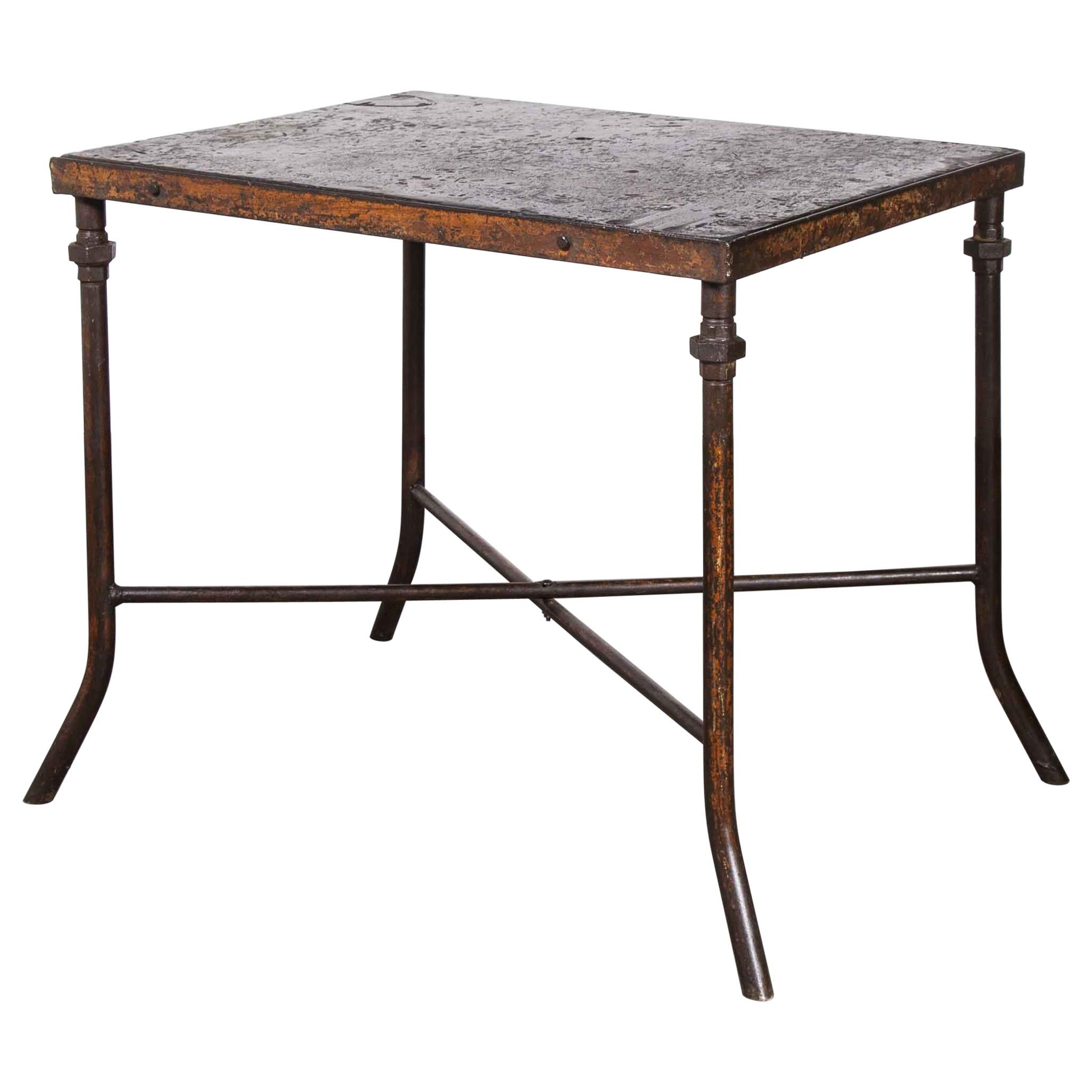 1940's Large Square Industrial Console Table