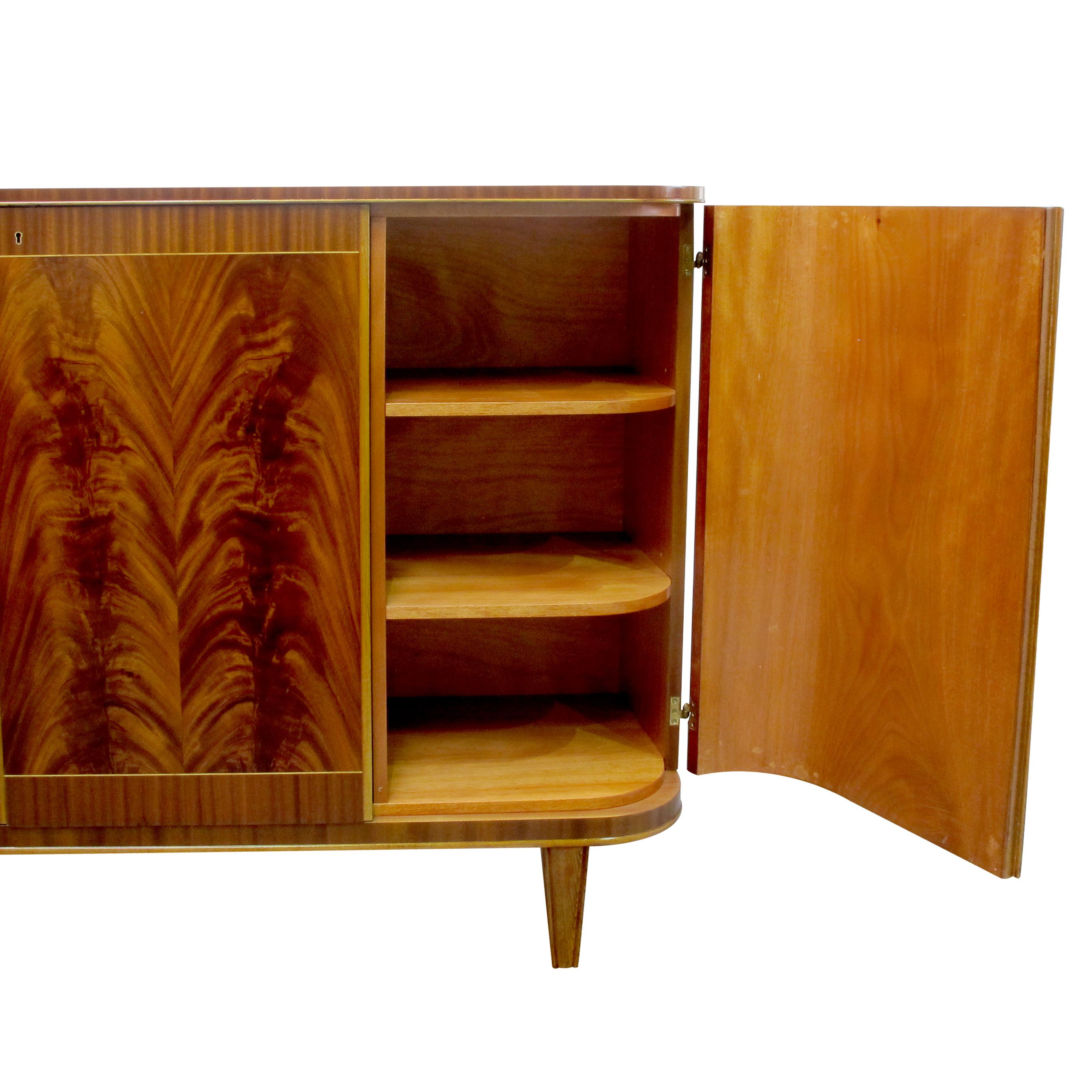 1940s Large Swedish Cabinet-Credenza with Mahogany Flame Veneers For Sale 4