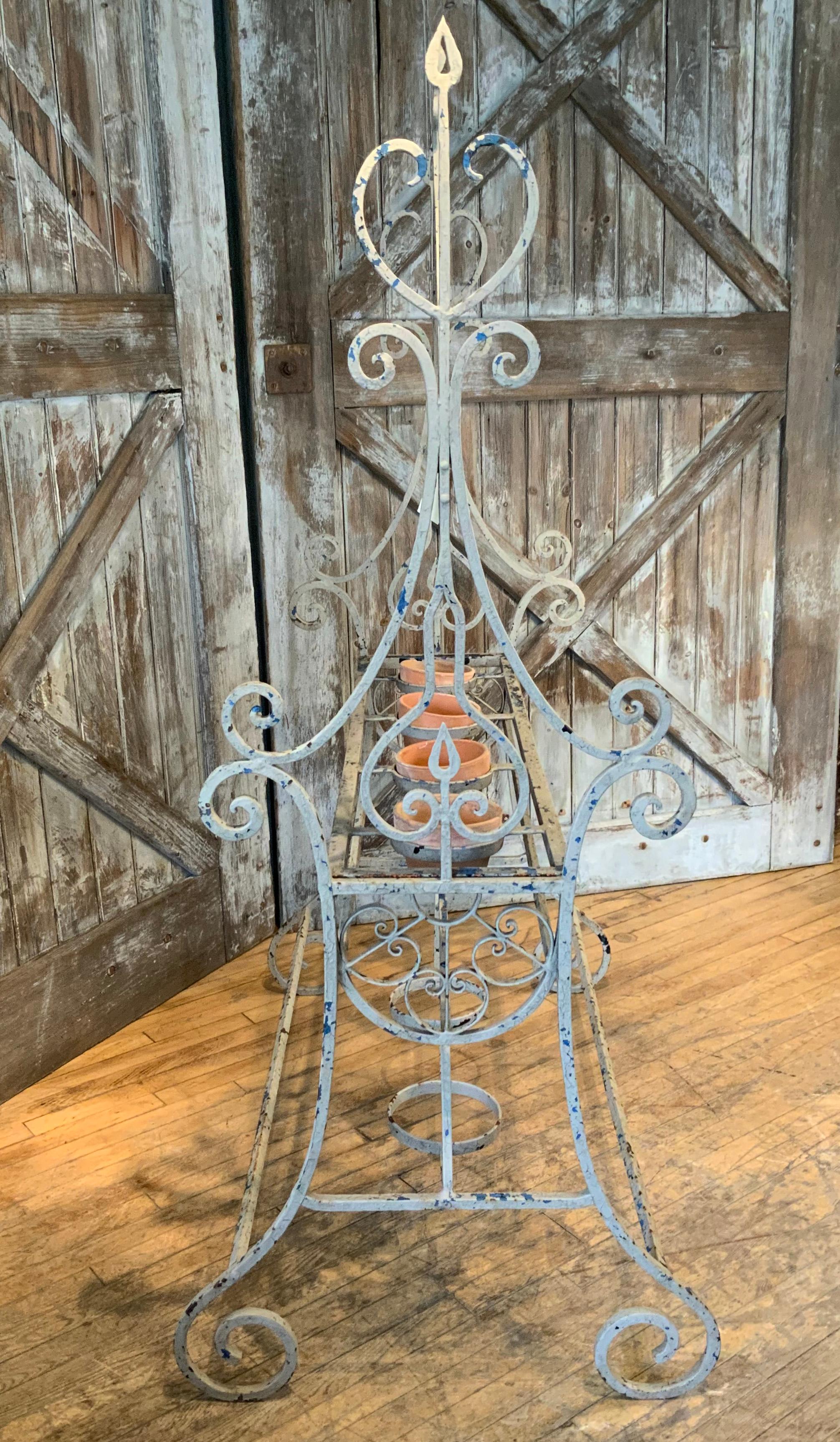 American 1940's Large Wrought Iron Plant Stand by Salterini