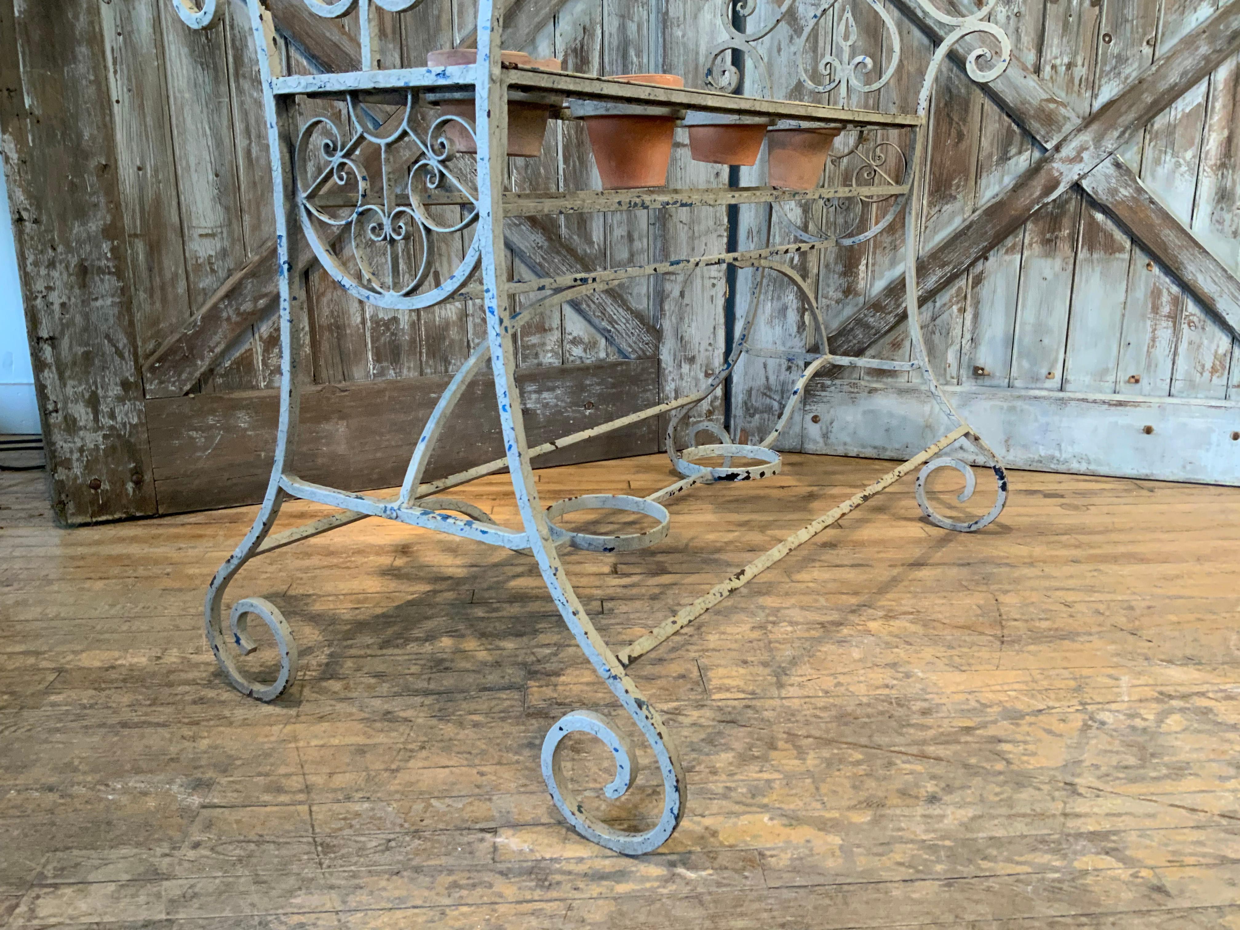 Mid-20th Century 1940's Large Wrought Iron Plant Stand by Salterini