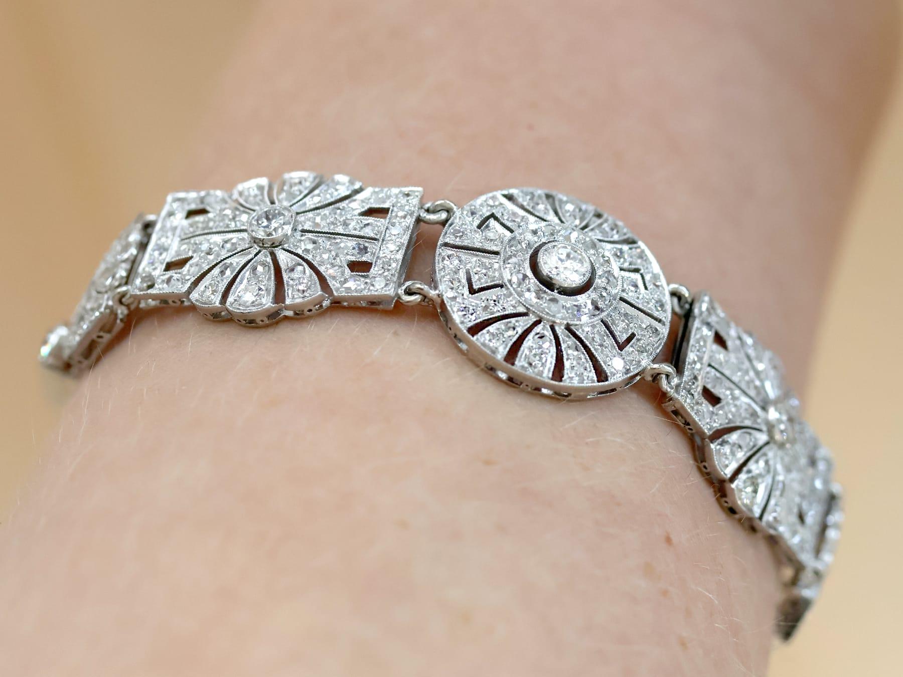 Art déco 1940's, Bracelet en platine et diamant de 4,48 carats de style Art Déco tardif en vente