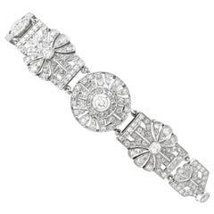 Años 40, Art Decó tardío Pulsera de diamantes y platino de 4,48 quilates