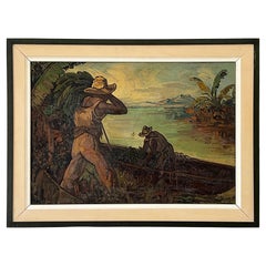 1940s Latin American School Plantation Oil Painting on Canvas 